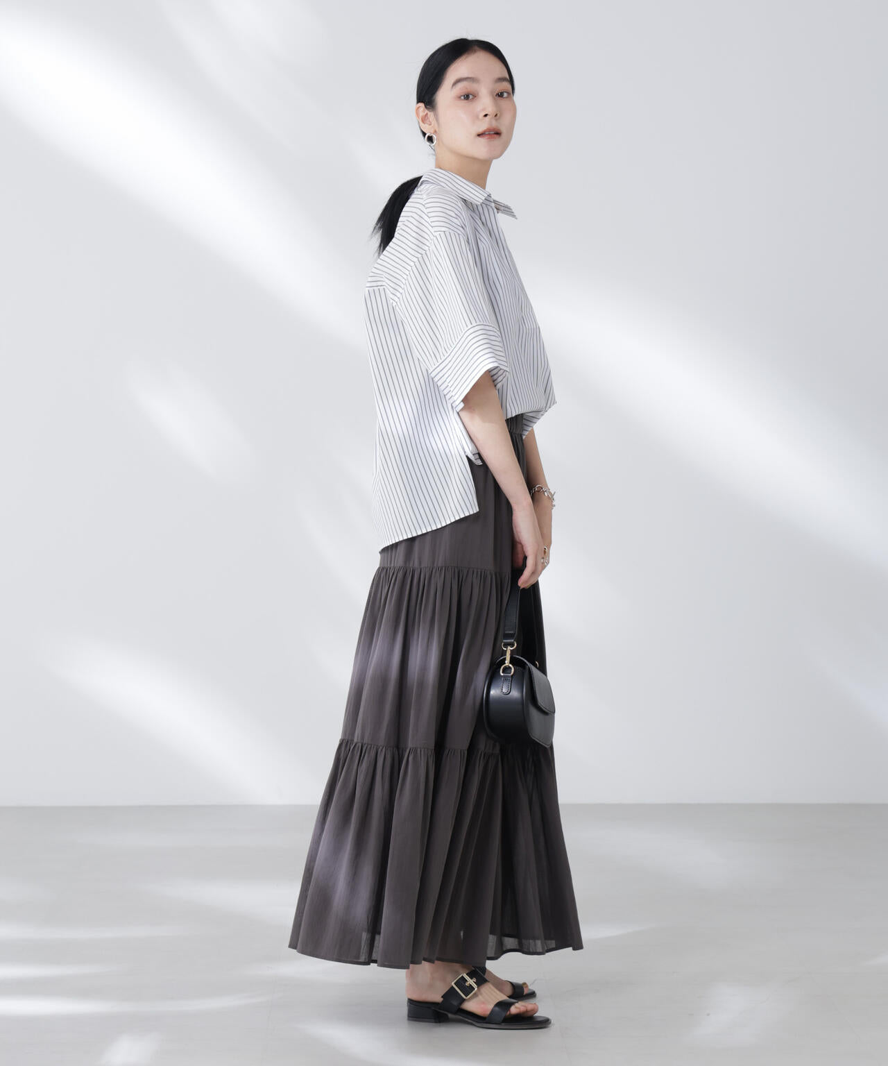 コットンシフォンティアードスカート 6695230302