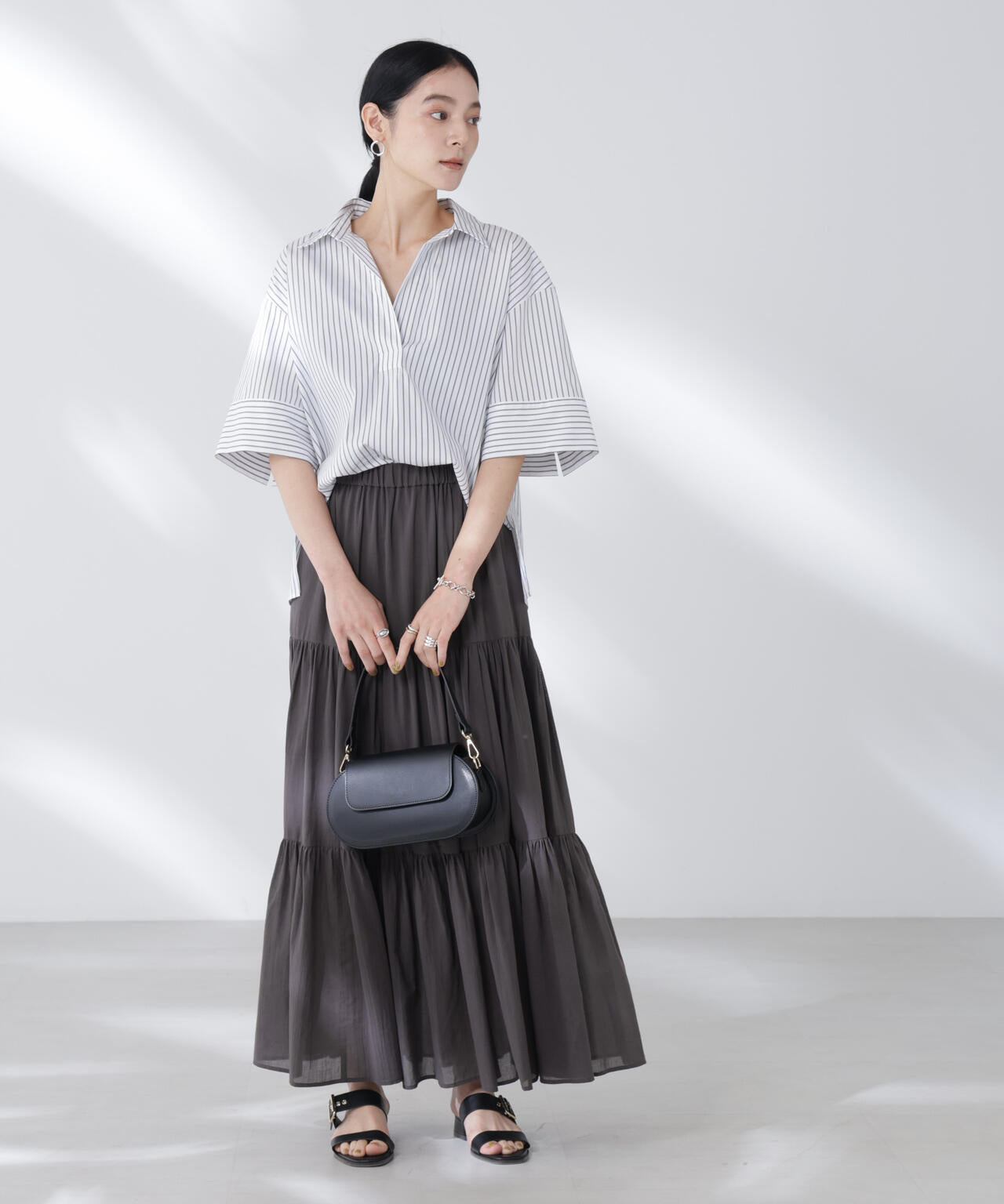 コットンシフォンティアードスカート 6695230302