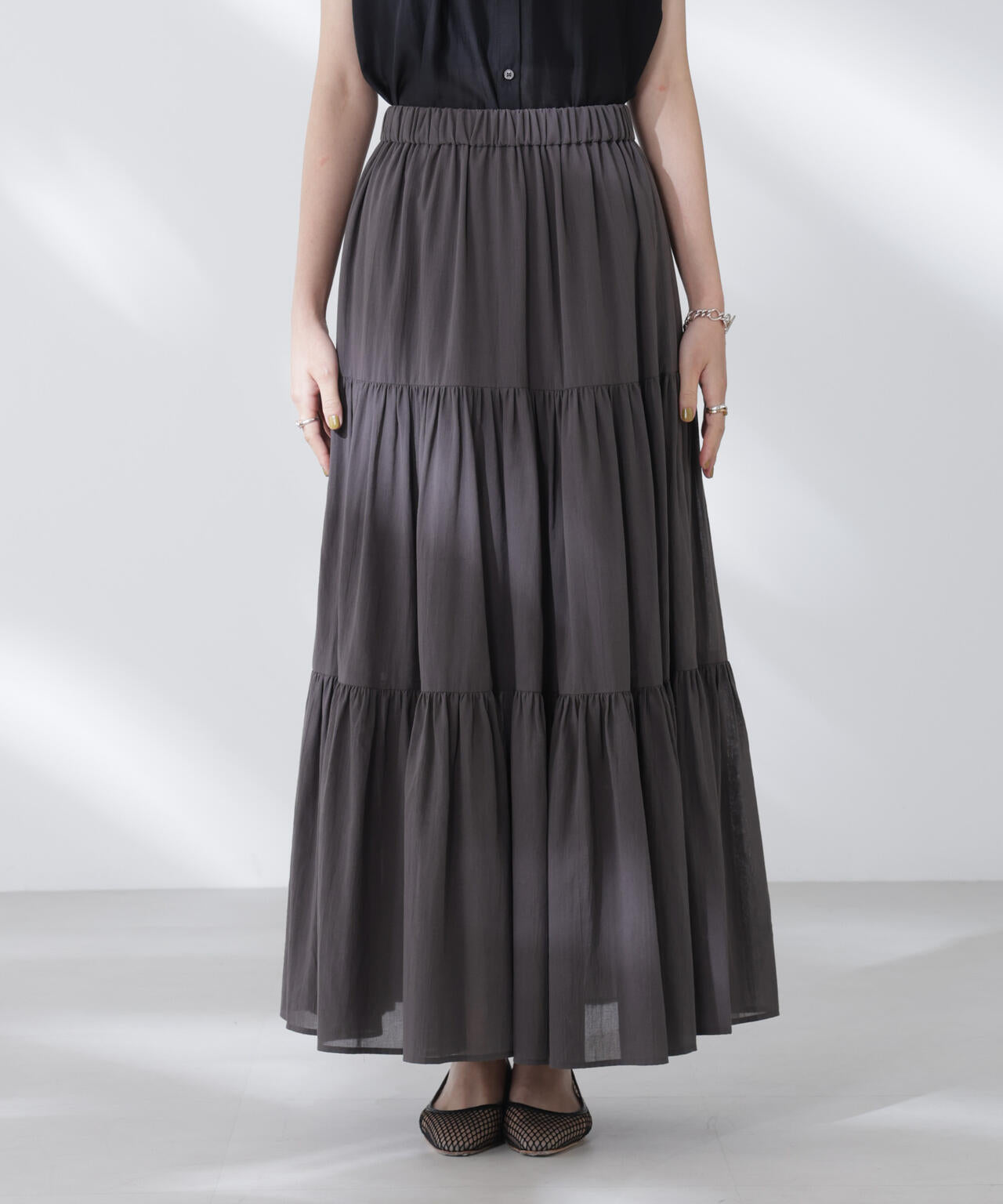 コットンシフォンティアードスカート 6695230302