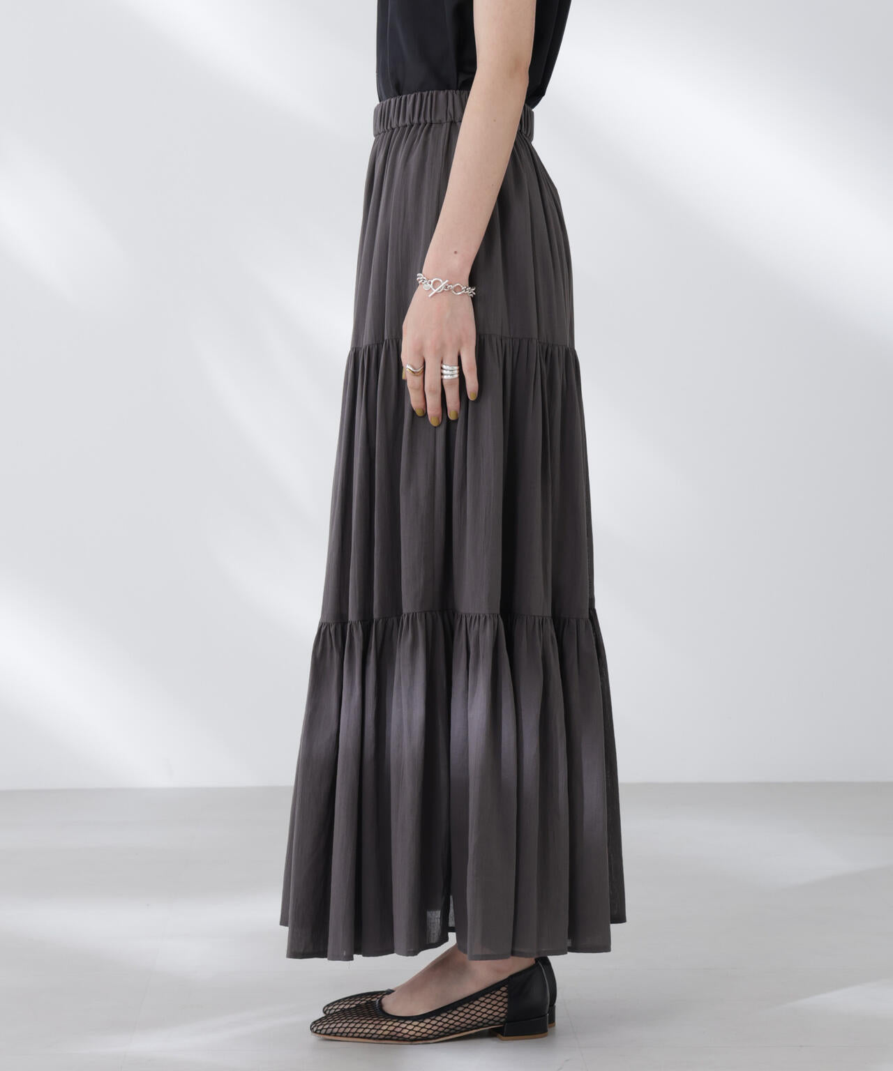 コットンシフォンティアードスカート 6695230302