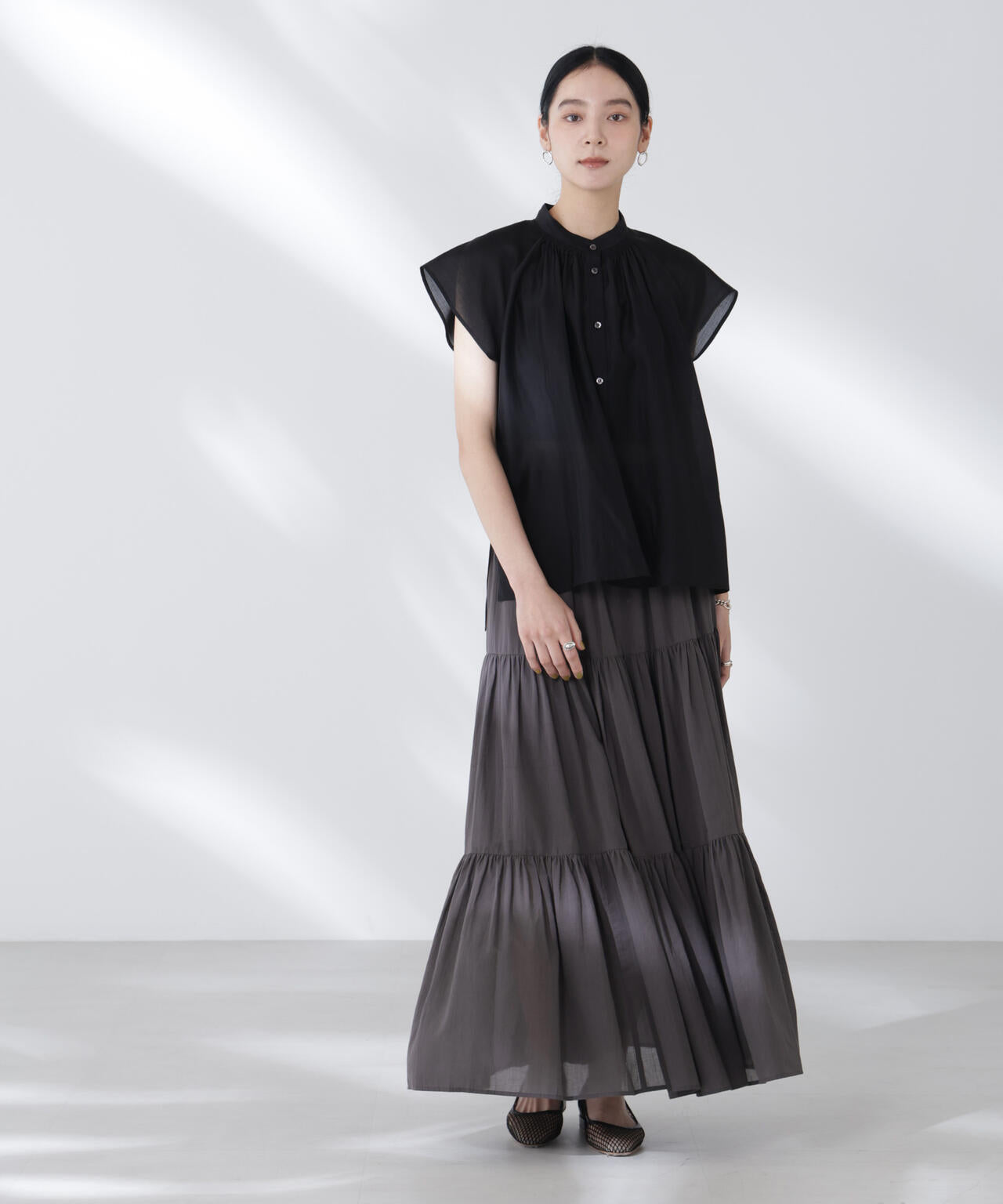 コットンシフォンティアードスカート 6695230302