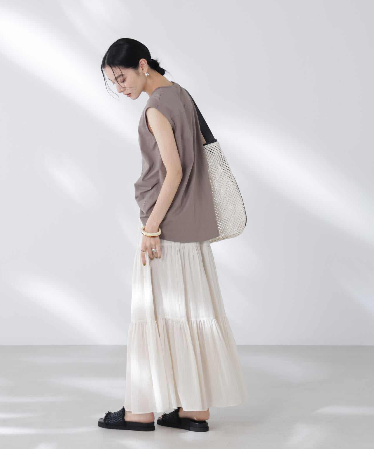 コットンシフォンティアードスカート 6695230302