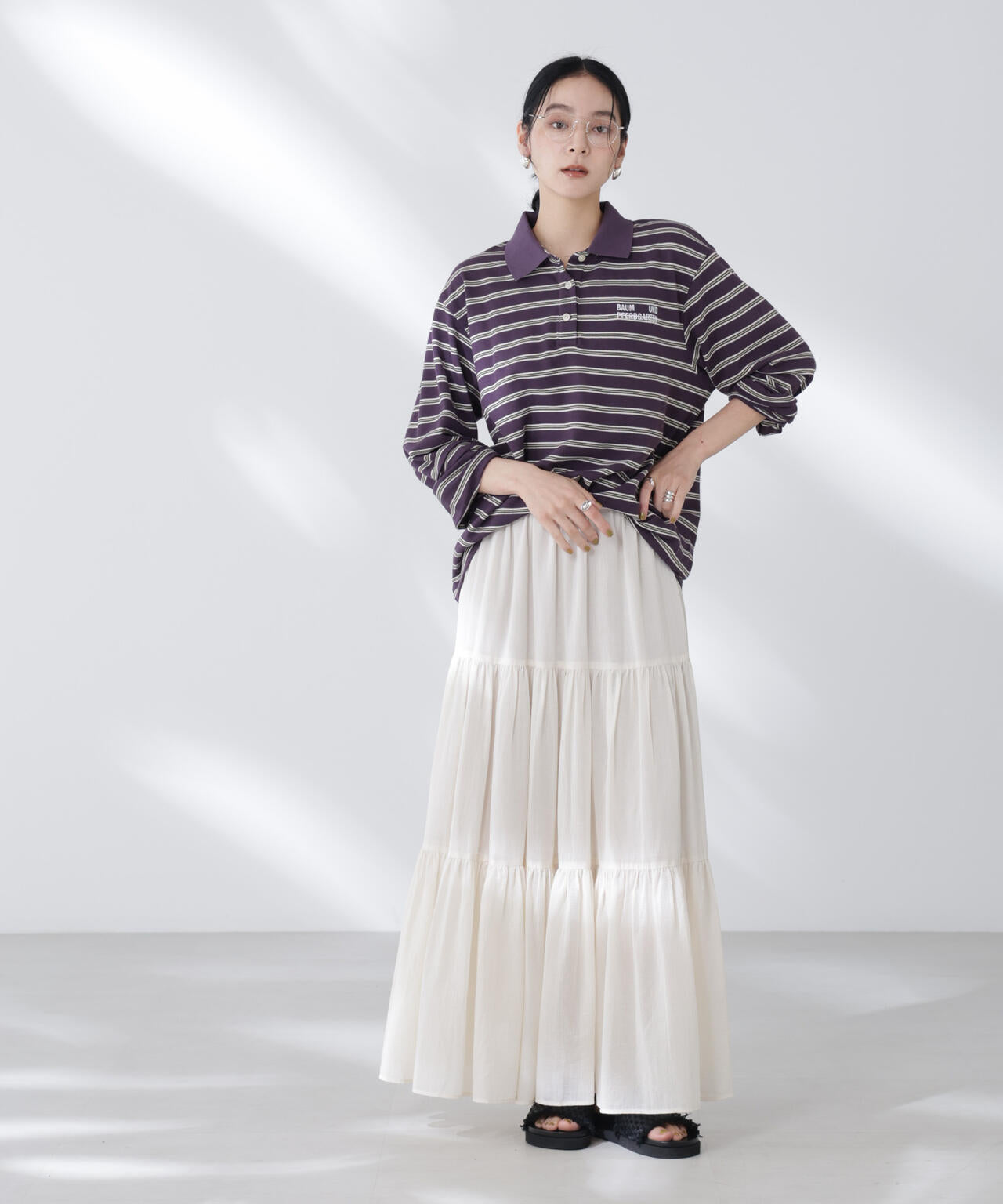 コットンシフォンティアードスカート 6695230302