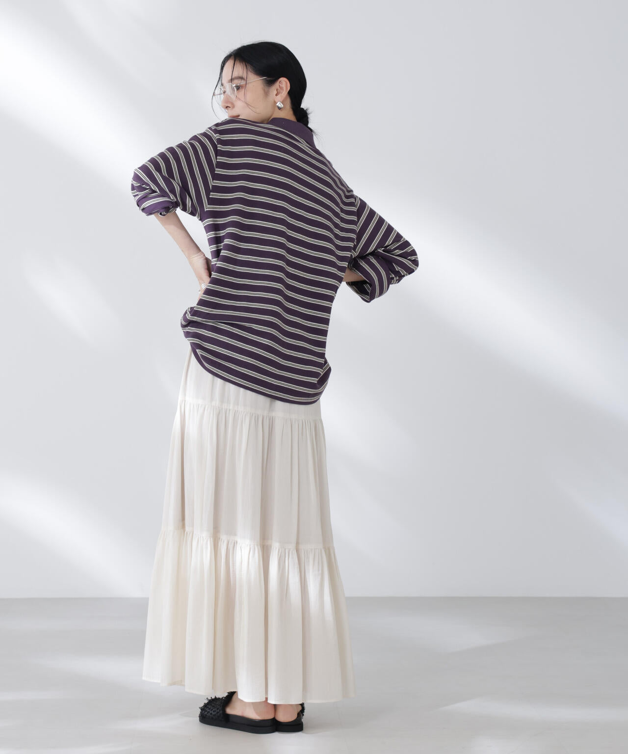 コットンシフォンティアードスカート 6695230302