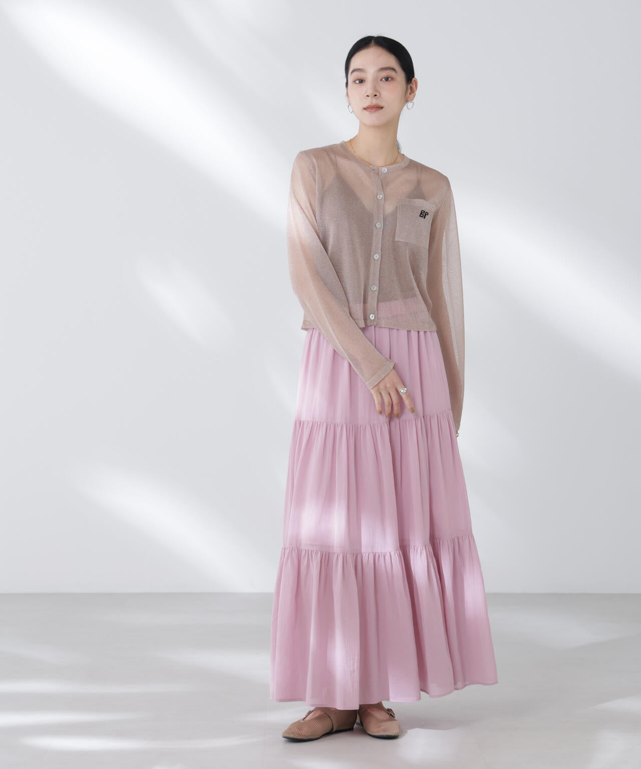 コットンシフォンティアードスカート 6695230302