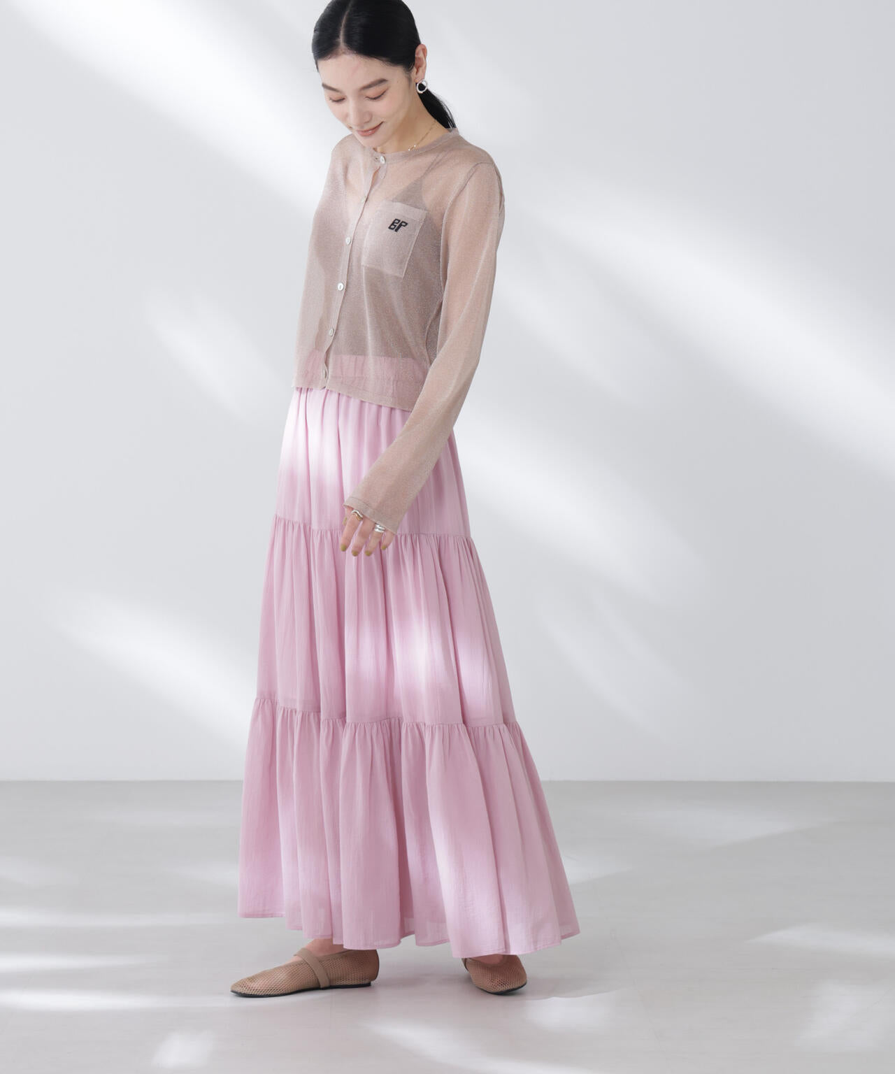 コットンシフォンティアードスカート 6695230302