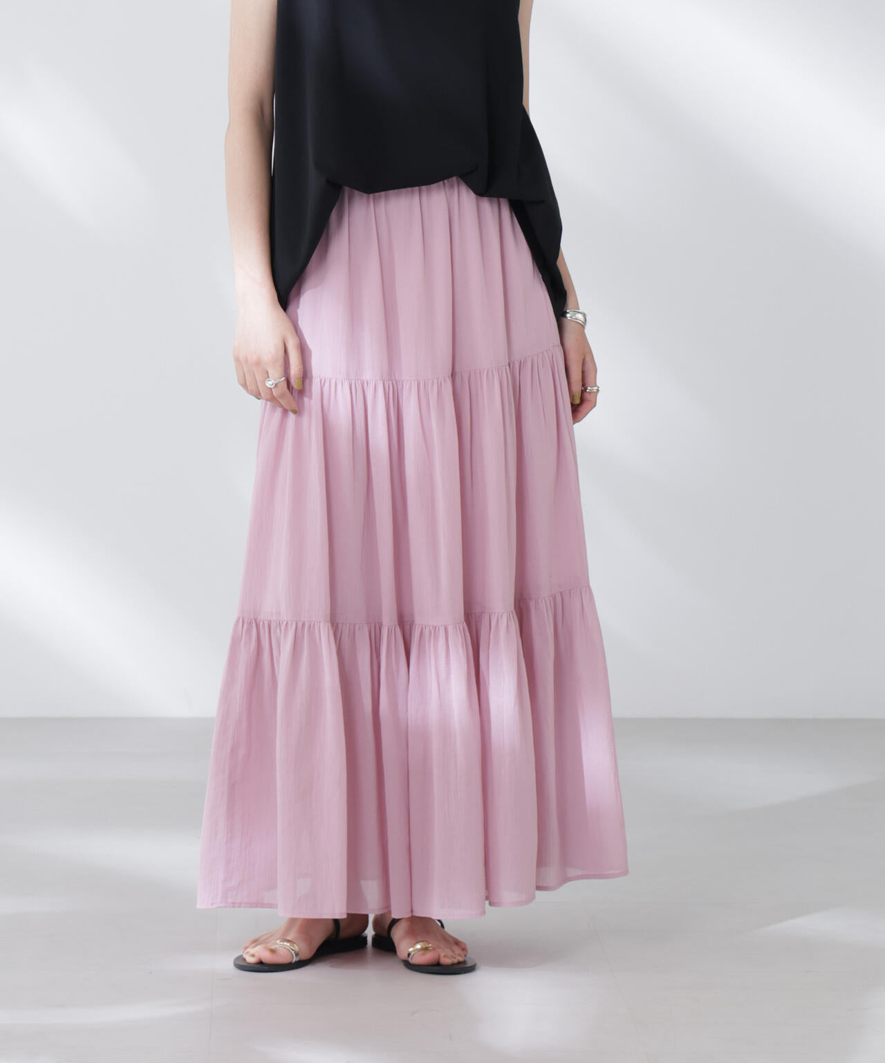 コットンシフォンティアードスカート 6695230302