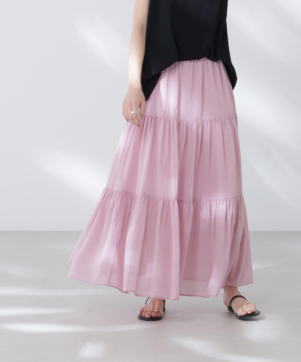 コットンシフォンティアードスカート 6695230302