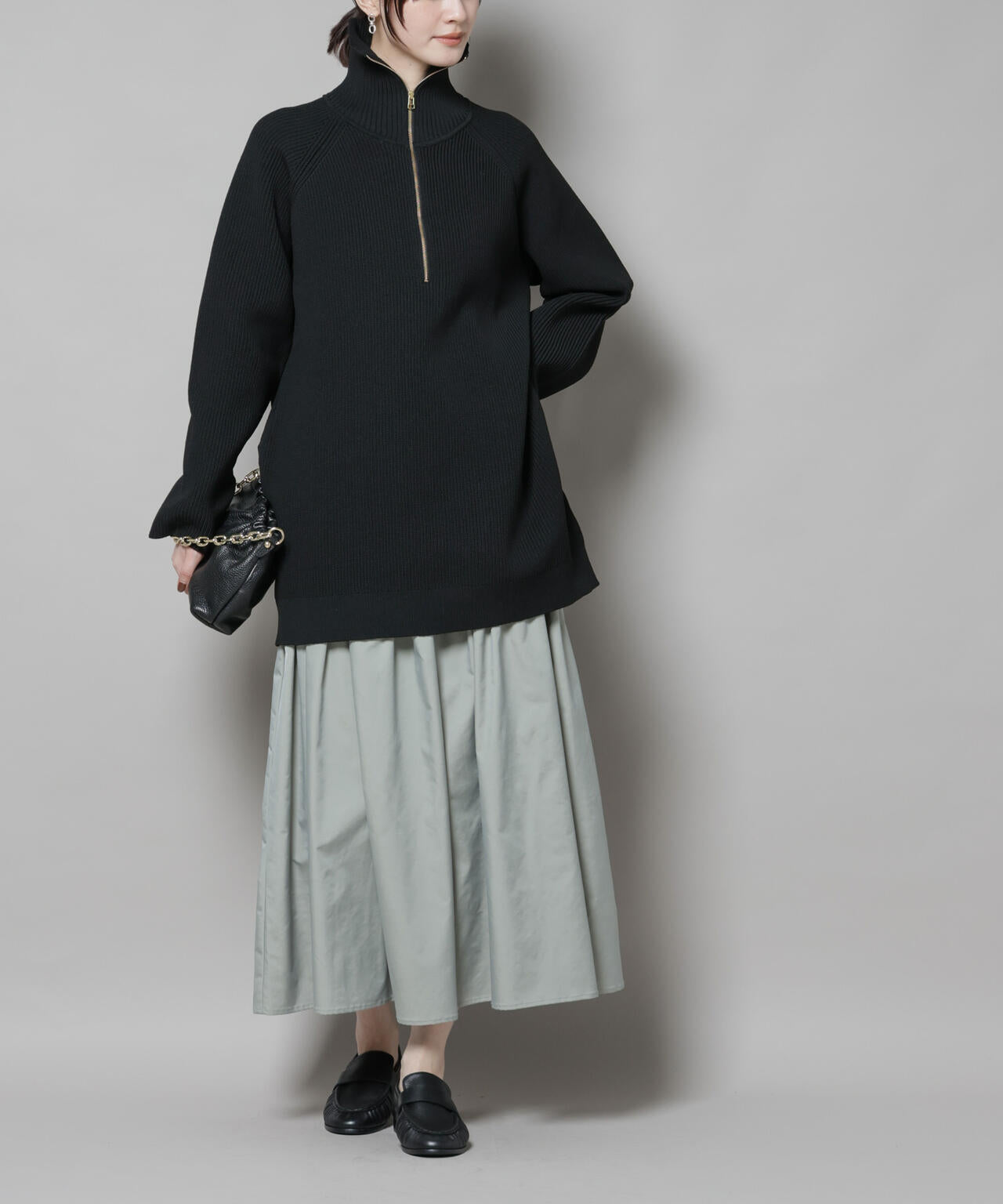 シャンブレータフタティアードギャザースカート 6695230304