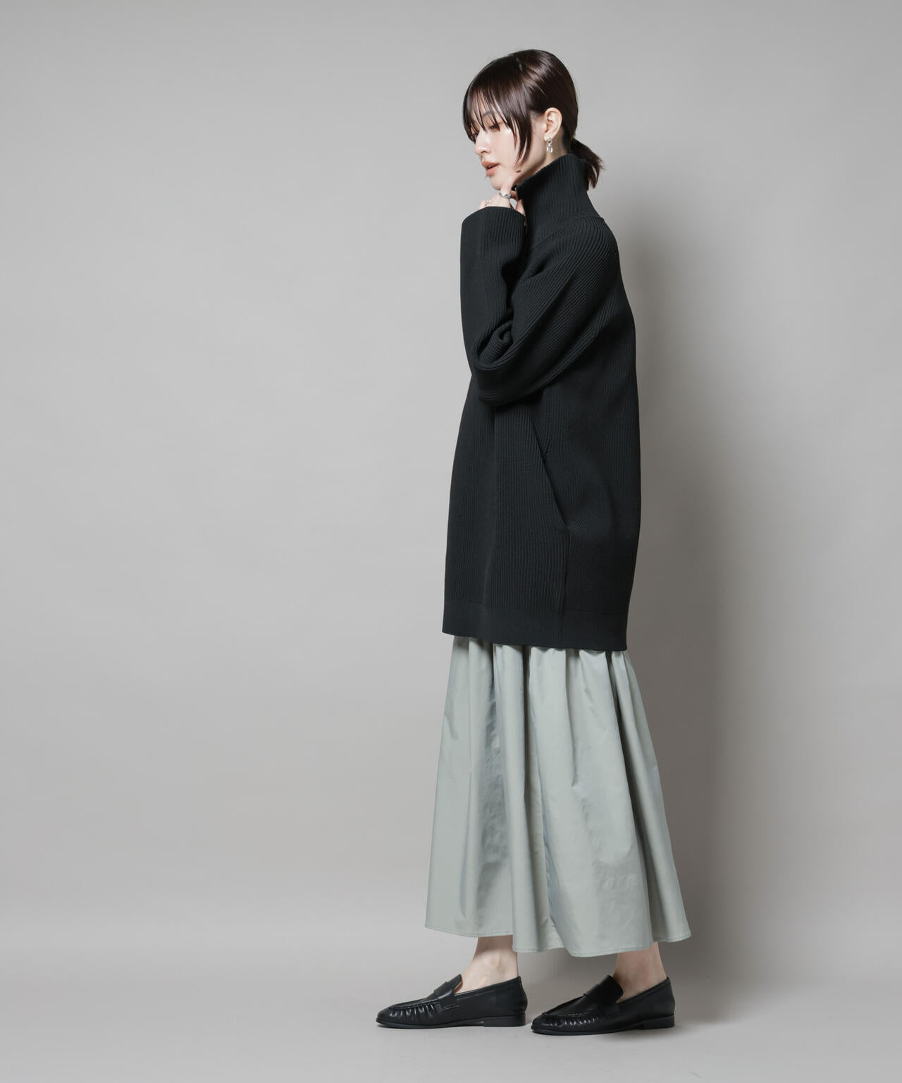 シャンブレータフタティアードギャザースカート 6695230304