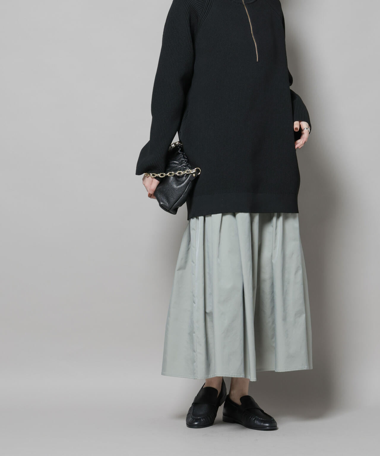 シャンブレータフタティアードギャザースカート 6695230304