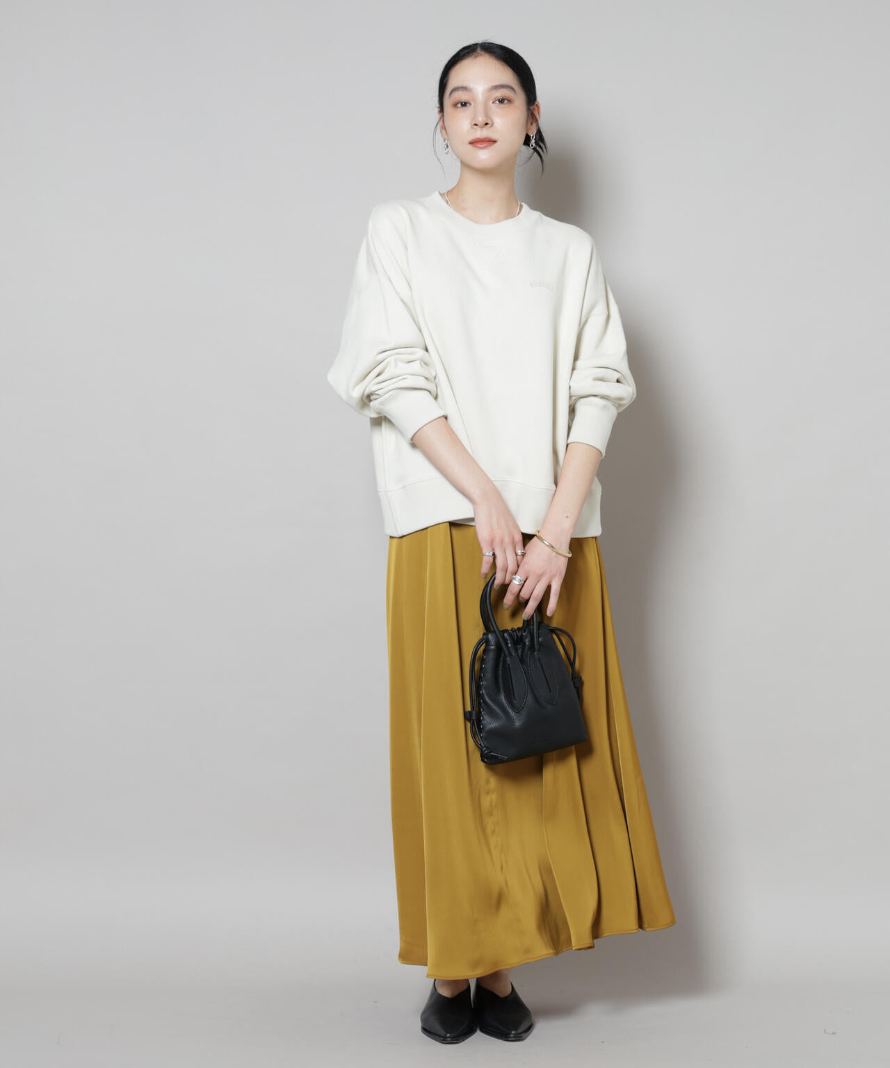 サテンフレアマキシスカート(セットアップ可) 6695230306