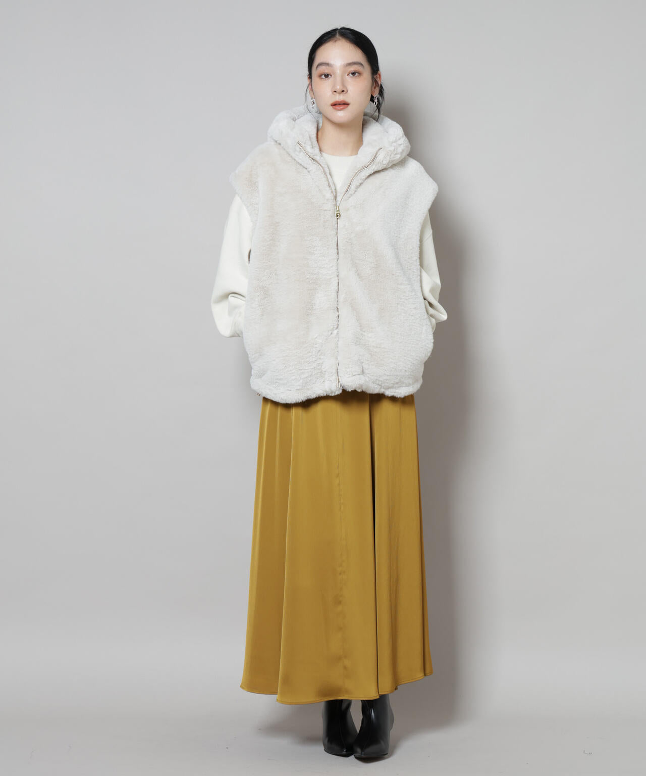 サテンフレアマキシスカート(セットアップ可) 6695230306