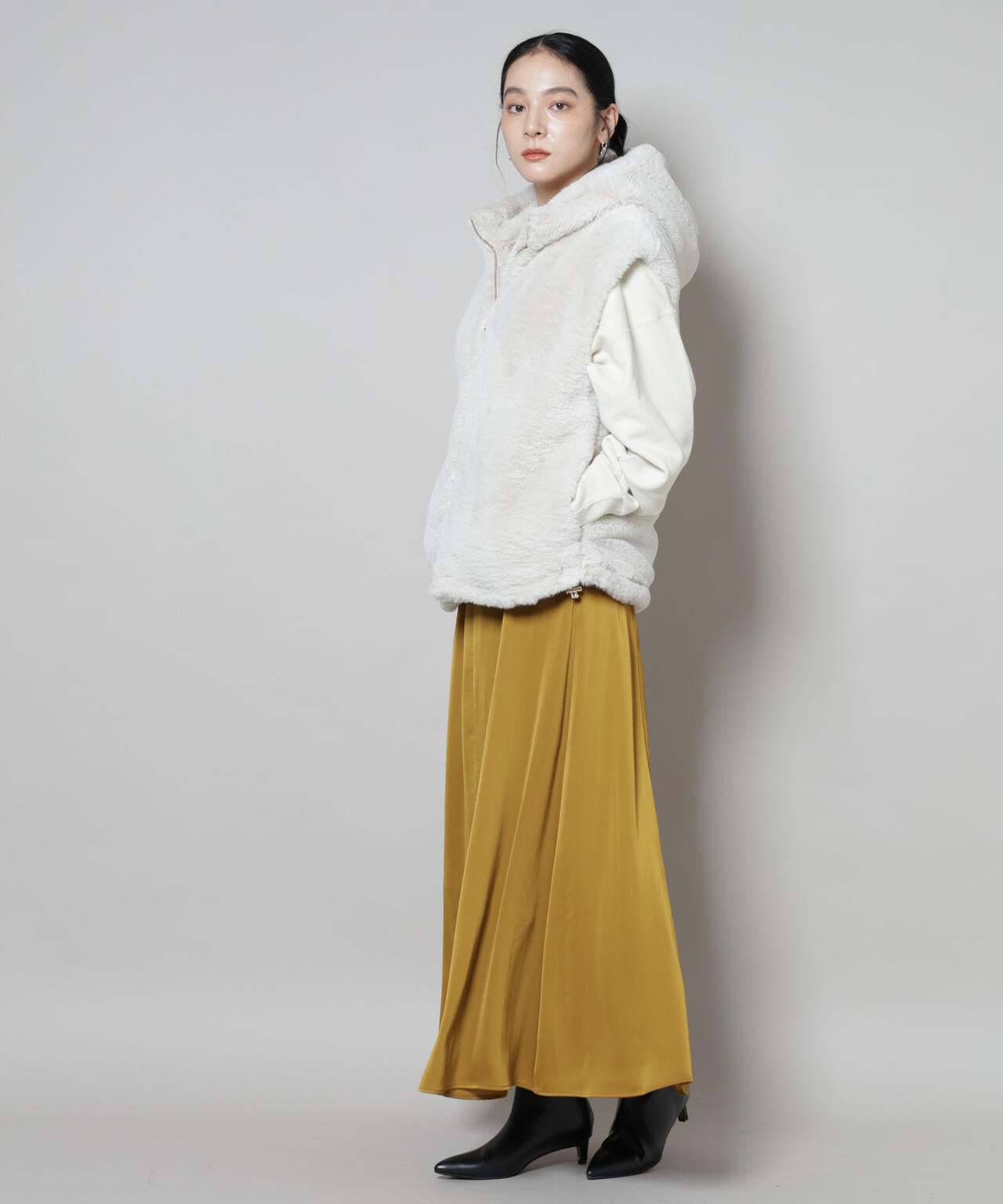 サテンフレアマキシスカート(セットアップ可) 6695230306