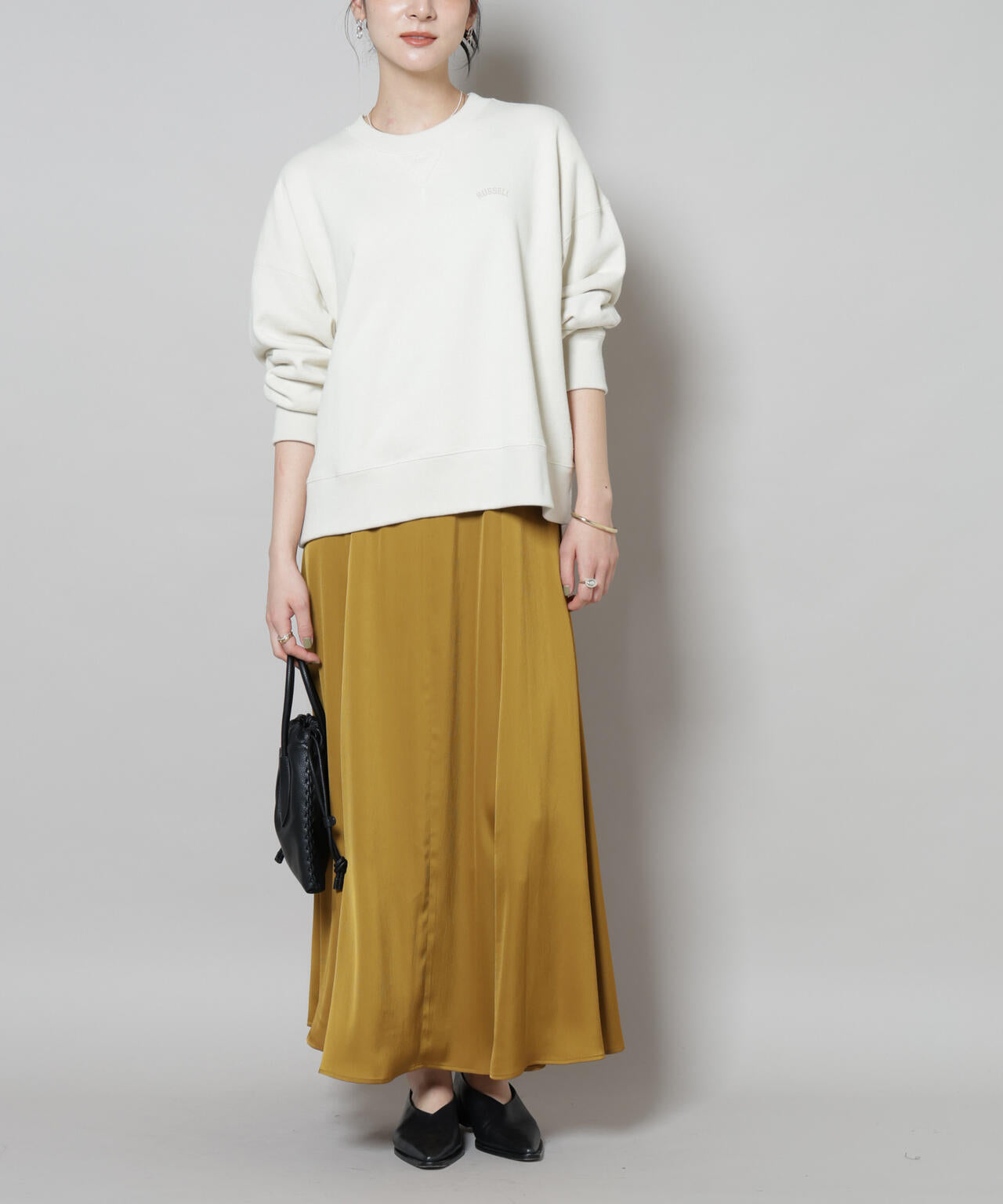 サテンフレアマキシスカート(セットアップ可) 6695230306