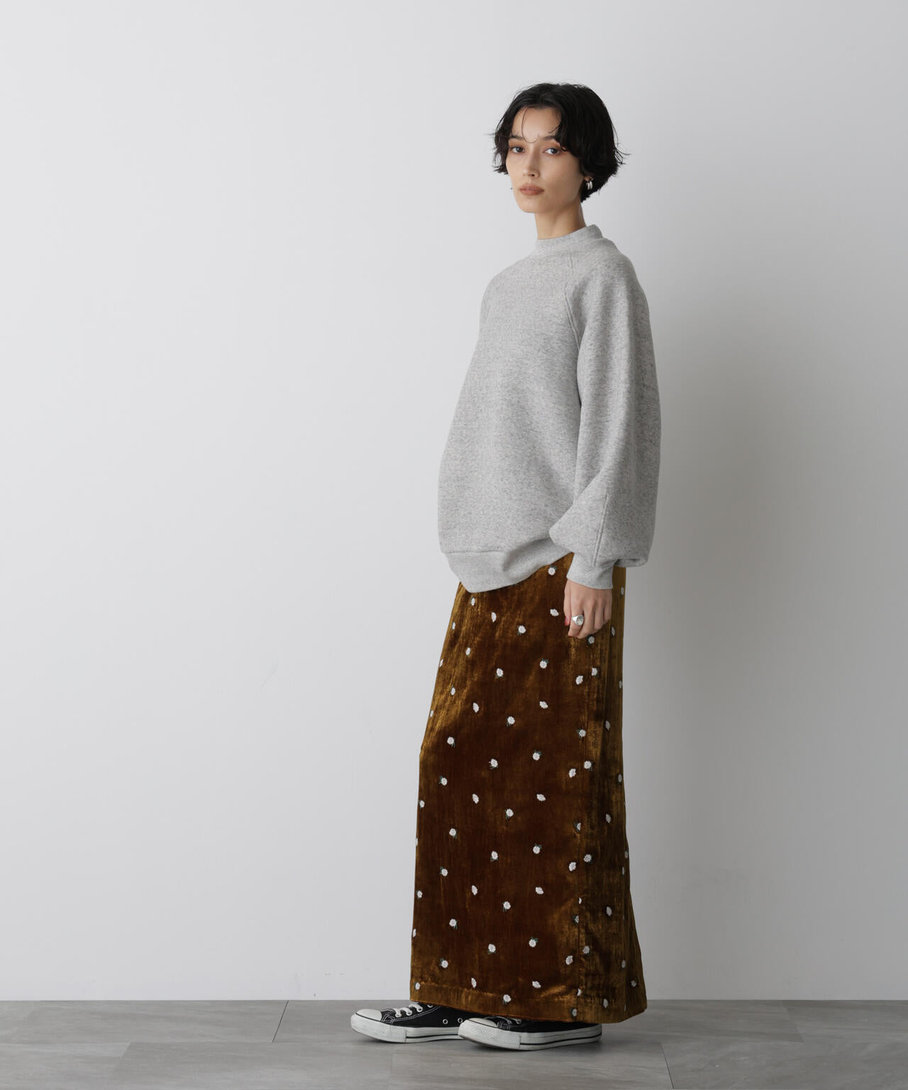 「STEVELOUR」ベロアブルームロングスカート(セットアップ可) 6695230310