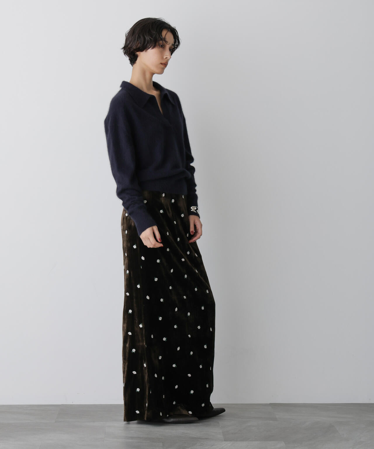 「STEVELOUR」ベロアブルームロングスカート(セットアップ可) 6695230310