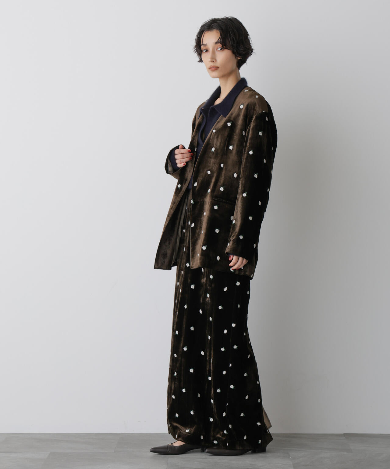 「STEVELOUR」ベロアブルームロングスカート(セットアップ可) 6695230310