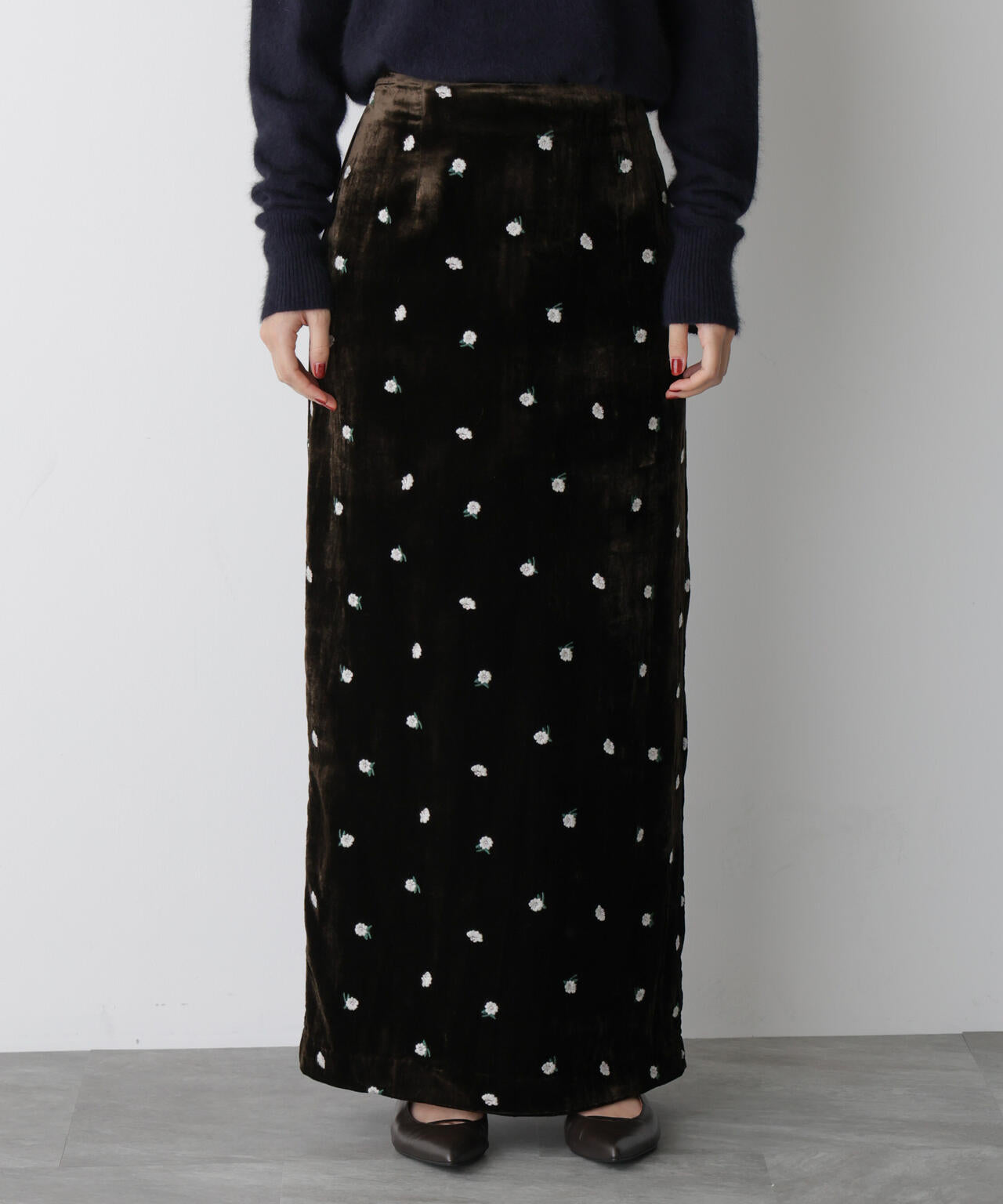 「STEVELOUR」ベロアブルームロングスカート(セットアップ可) 6695230310