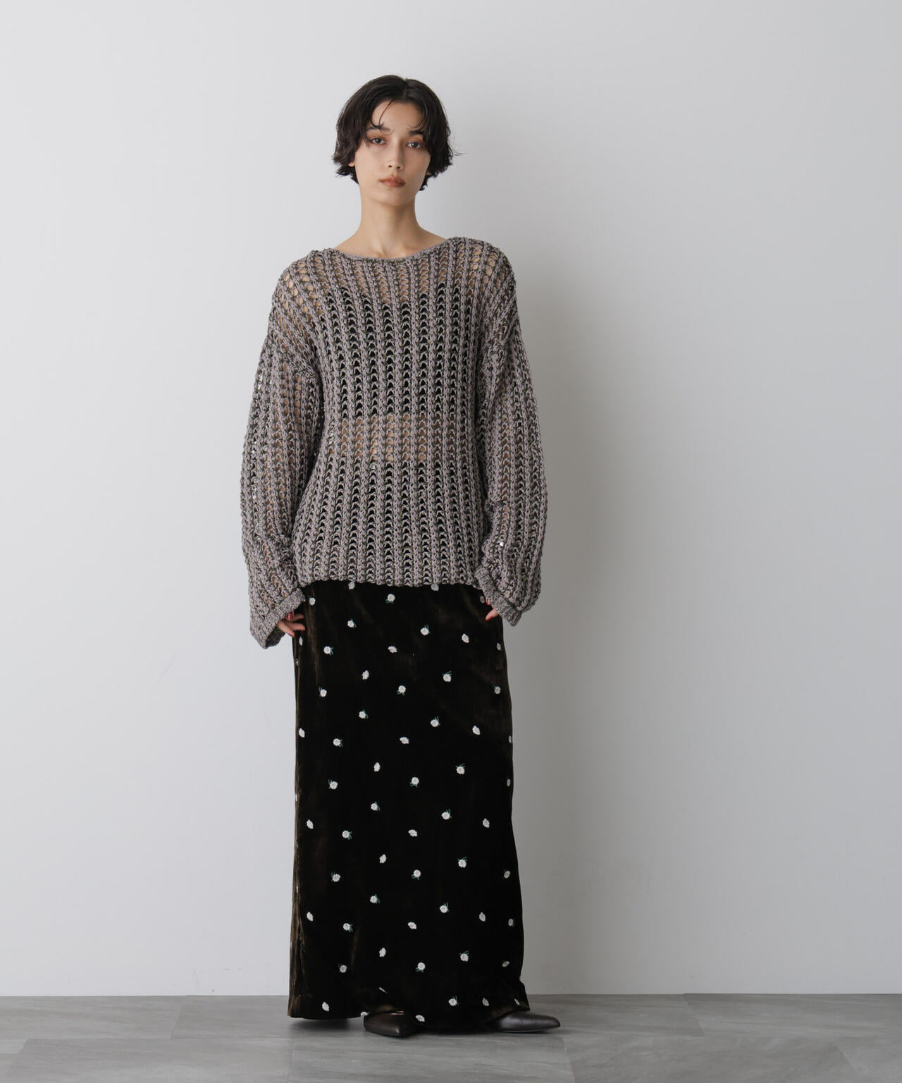 「STEVELOUR」ベロアブルームロングスカート(セットアップ可) 6695230310