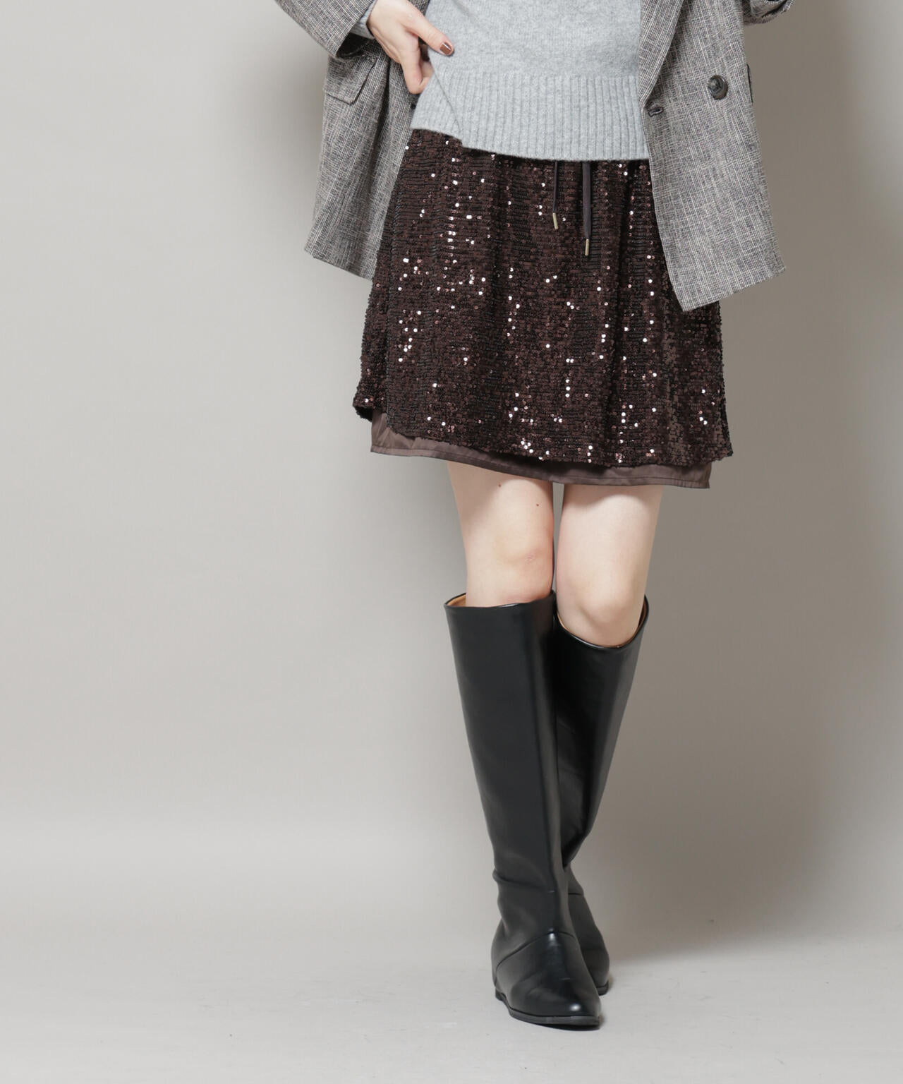 スパンコールミニスカート 6695230314