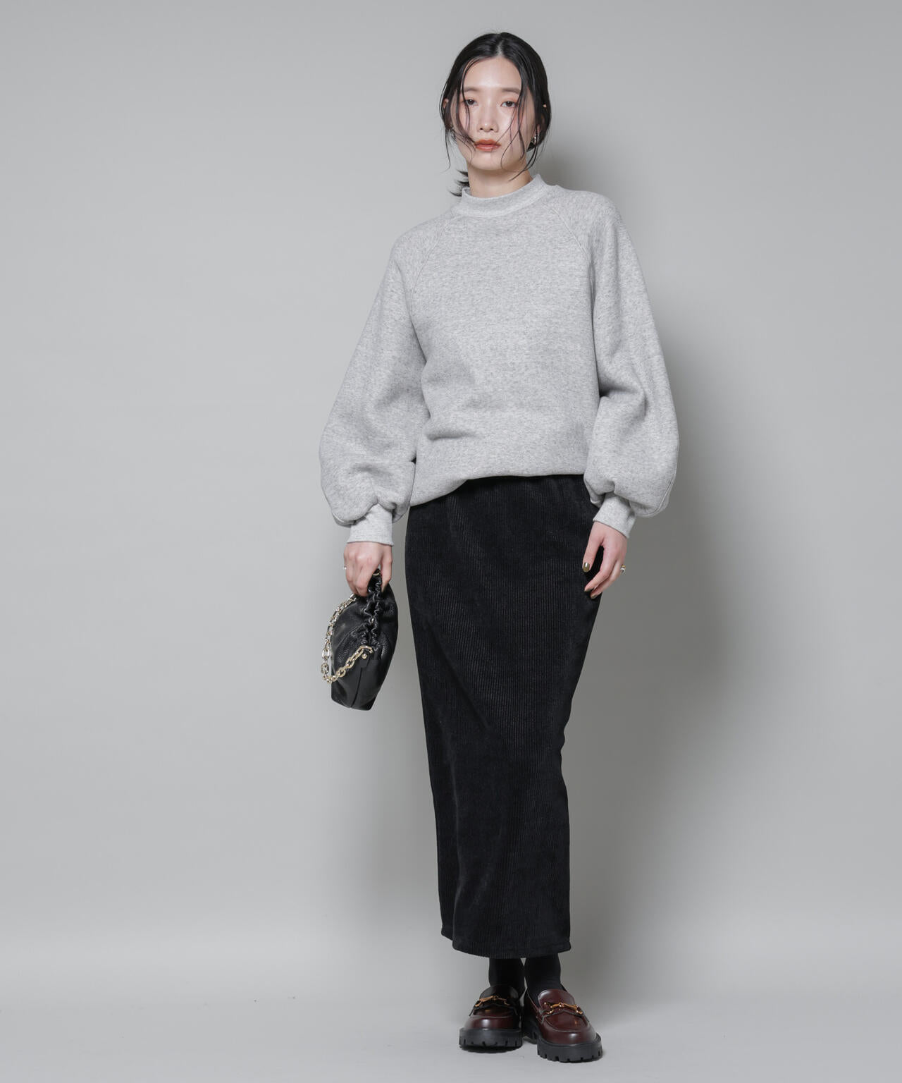 起毛リブカットタイトロングスカート 6695230316