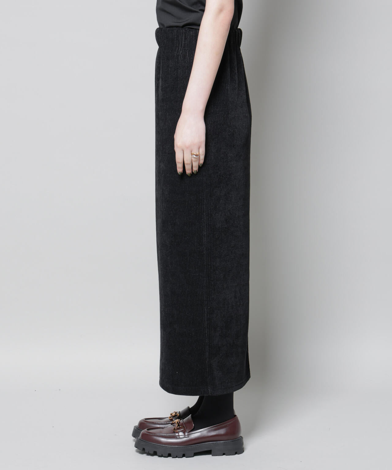 起毛リブカットタイトロングスカート 6695230316