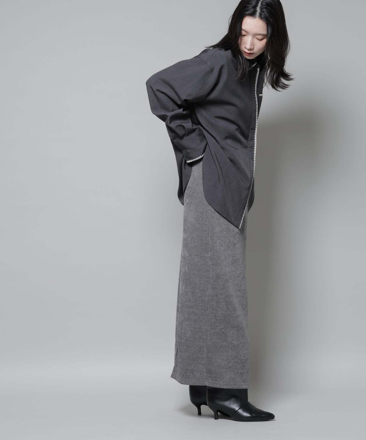 起毛リブカットタイトロングスカート 6695230316