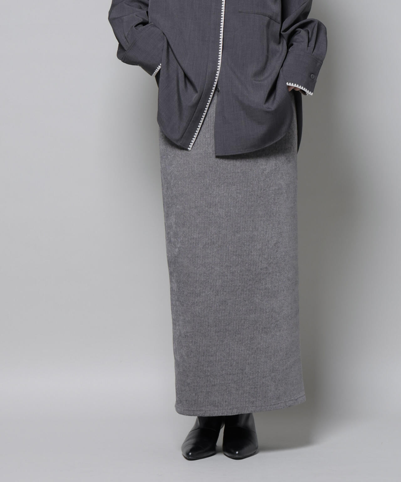 起毛リブカットタイトロングスカート 6695230316