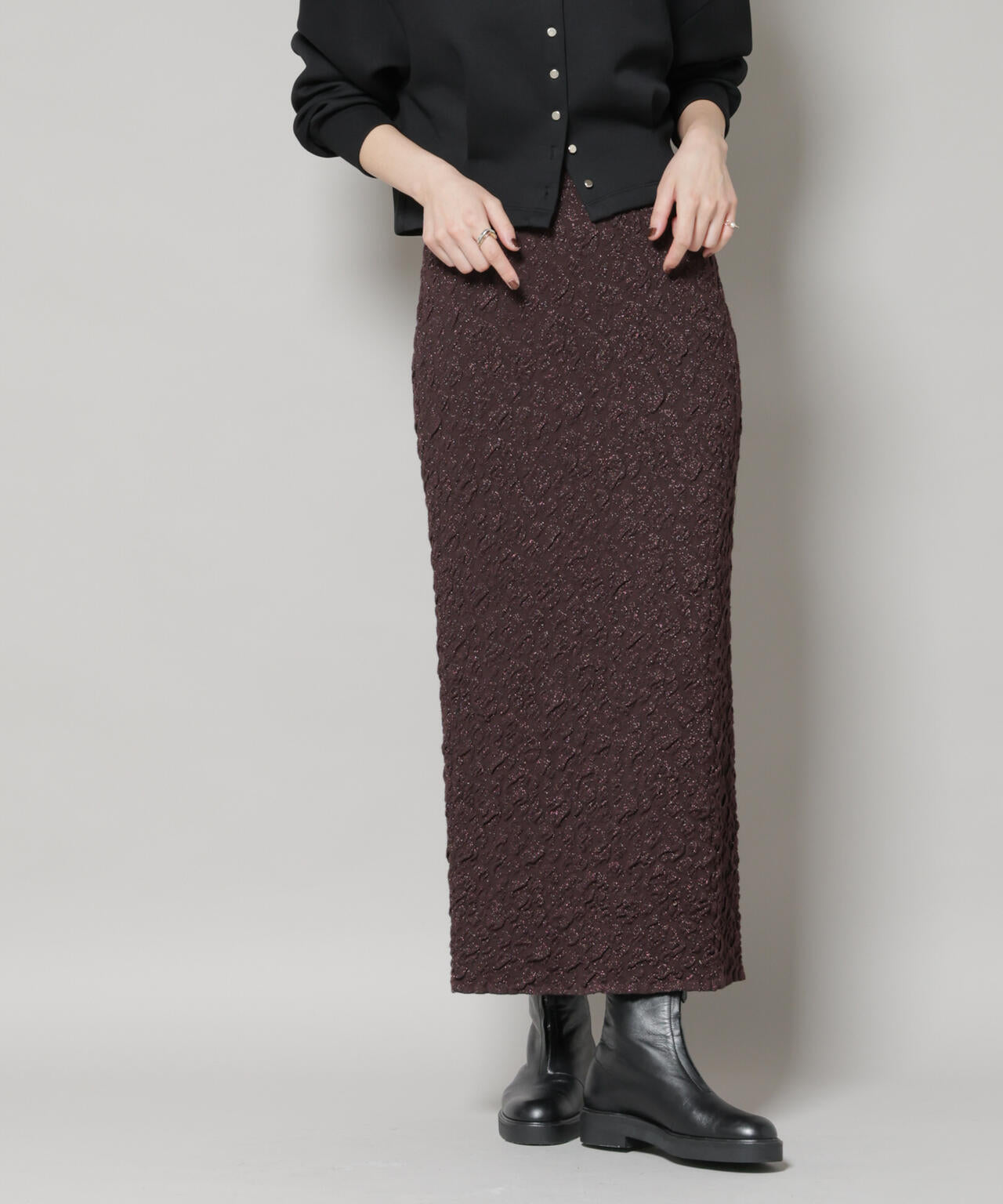 ラメジャガードニットタイトスカート 6695230317