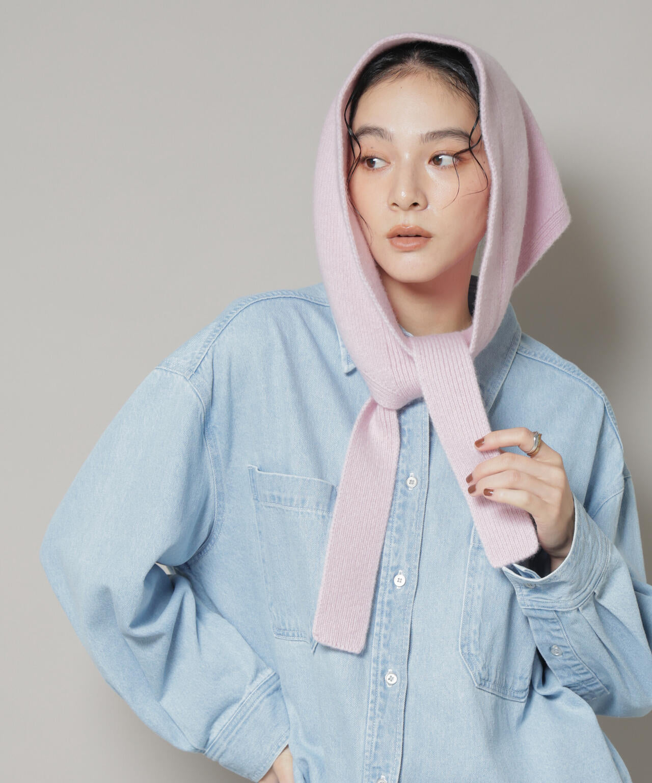 AQUAウールカシミヤトライアングルストール 6695241300