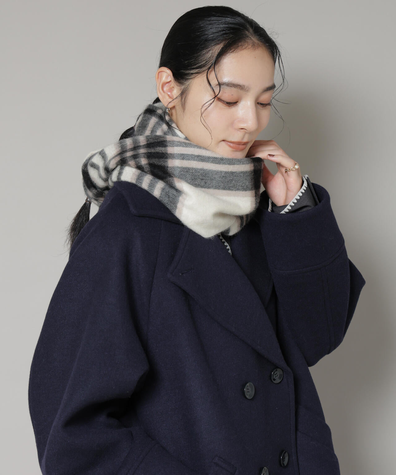 カシミヤ チェック ストール