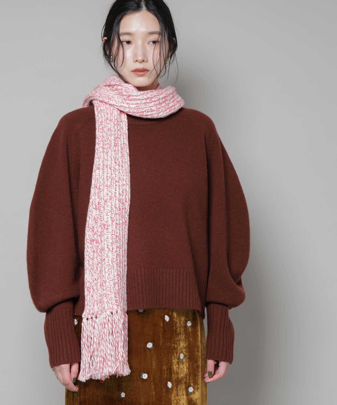 ミックスカラー ニット ストール