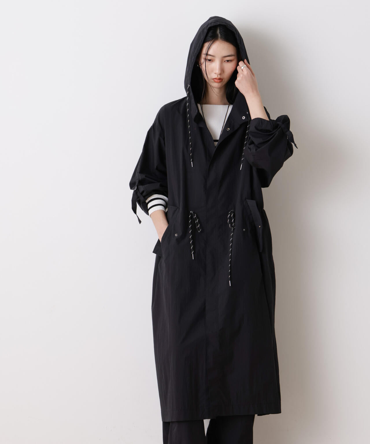 「STEVELOUR」コットンナイロンロングボリュームブルゾン(セットアップ可) 6696111304