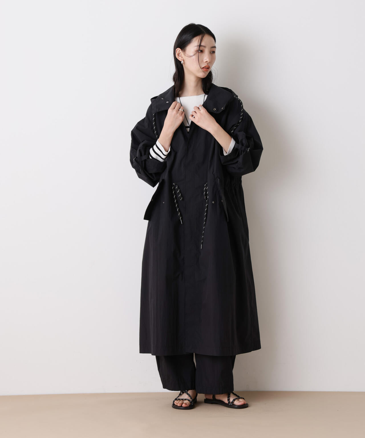 「STEVELOUR」コットンナイロンロングボリュームブルゾン(セットアップ可) 6696111304