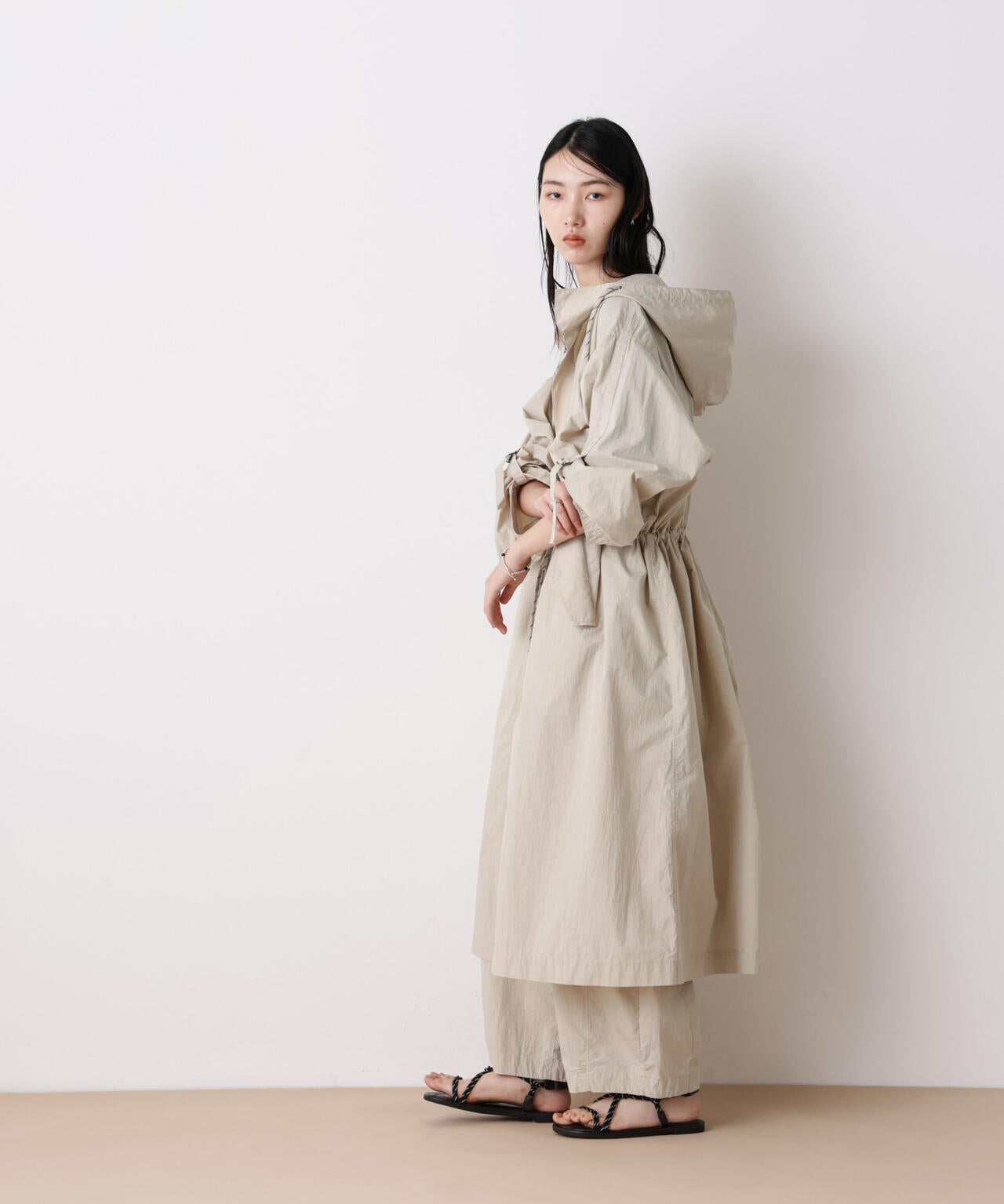 「STEVELOUR」コットンナイロンロングボリュームブルゾン(セットアップ可) 6696111304