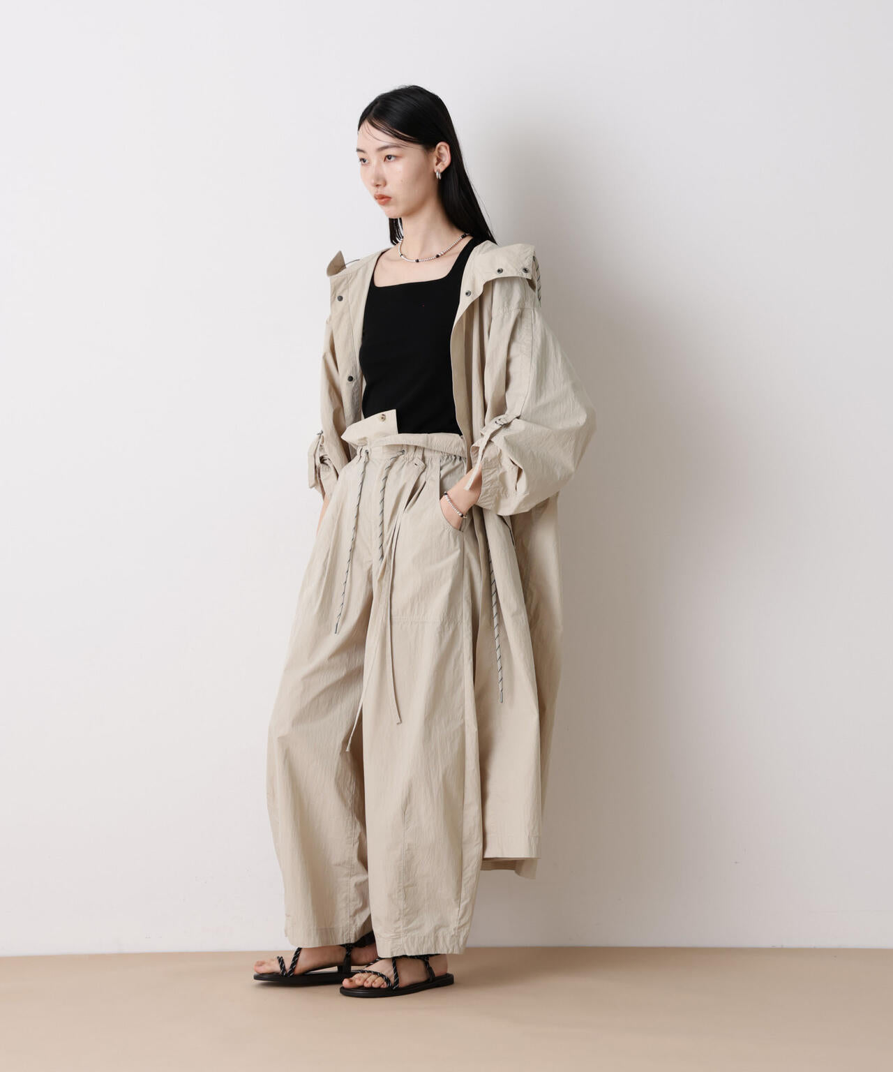 「STEVELOUR」コットンナイロンロングボリュームブルゾン(セットアップ可) 6696111304