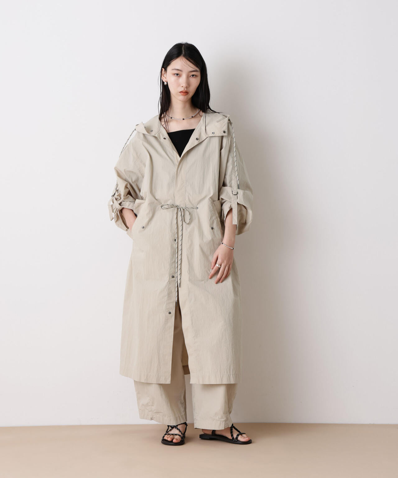 「STEVELOUR」コットンナイロンロングボリュームブルゾン(セットアップ可) 6696111304