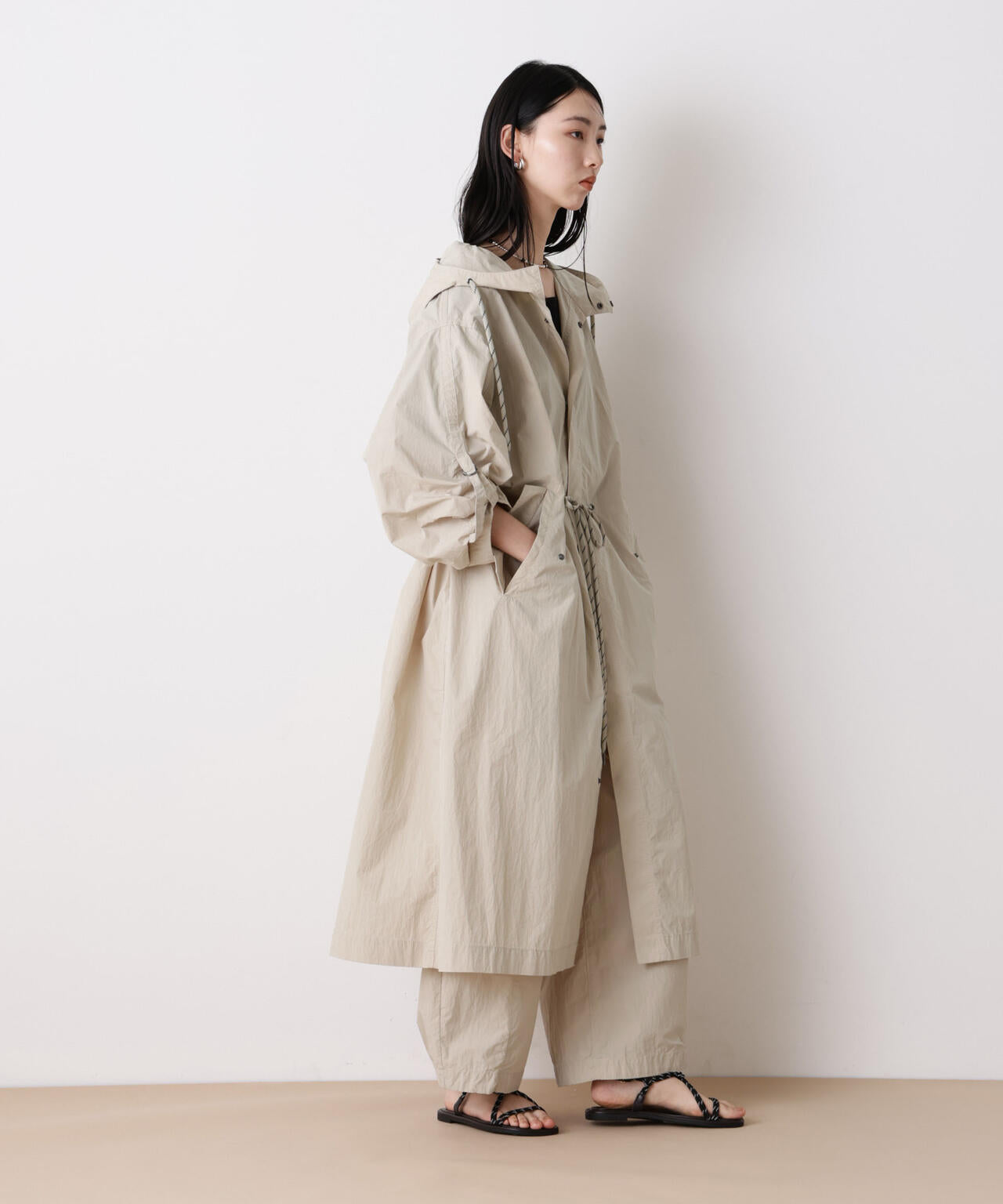 「STEVELOUR」コットンナイロンロングボリュームブルゾン(セットアップ可) 6696111304