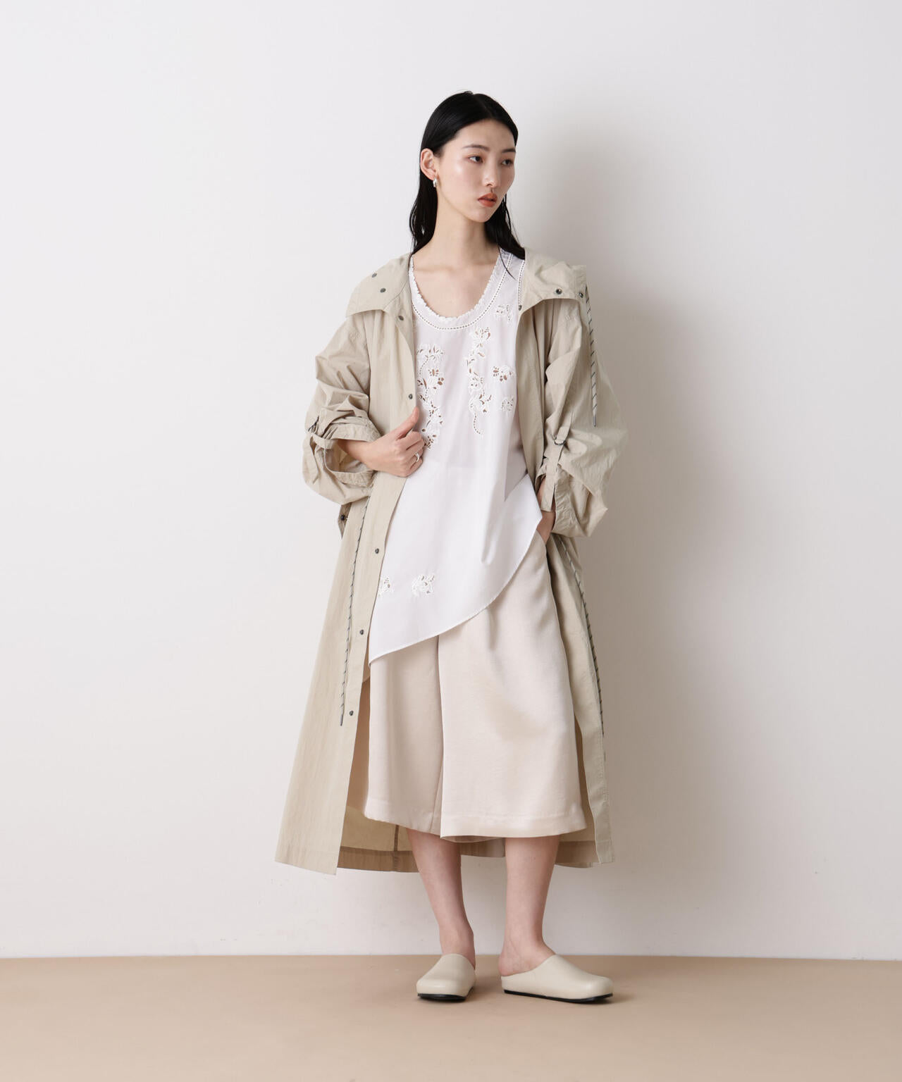 「STEVELOUR」コットンナイロンロングボリュームブルゾン(セットアップ可) 6696111304