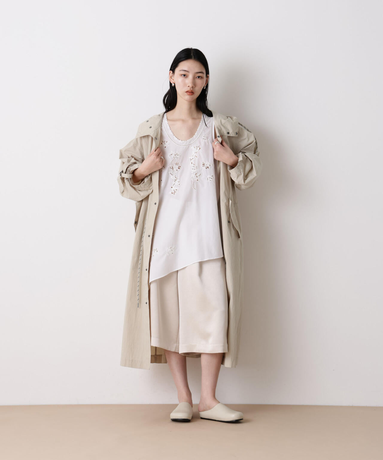 「STEVELOUR」コットンナイロンロングボリュームブルゾン(セットアップ可) 6696111304