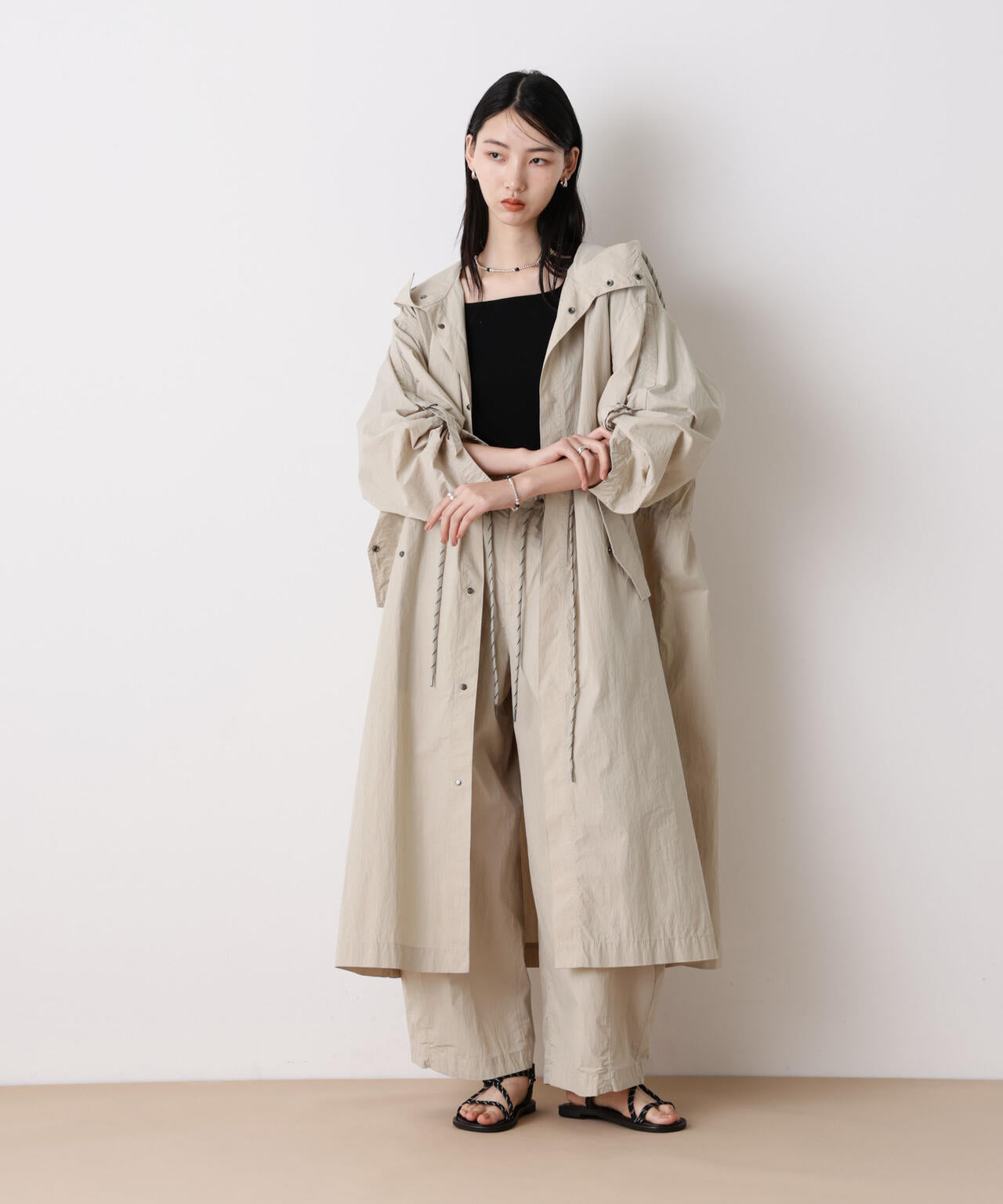 「STEVELOUR」コットンナイロンロングボリュームブルゾン(セットアップ可) 6696111304