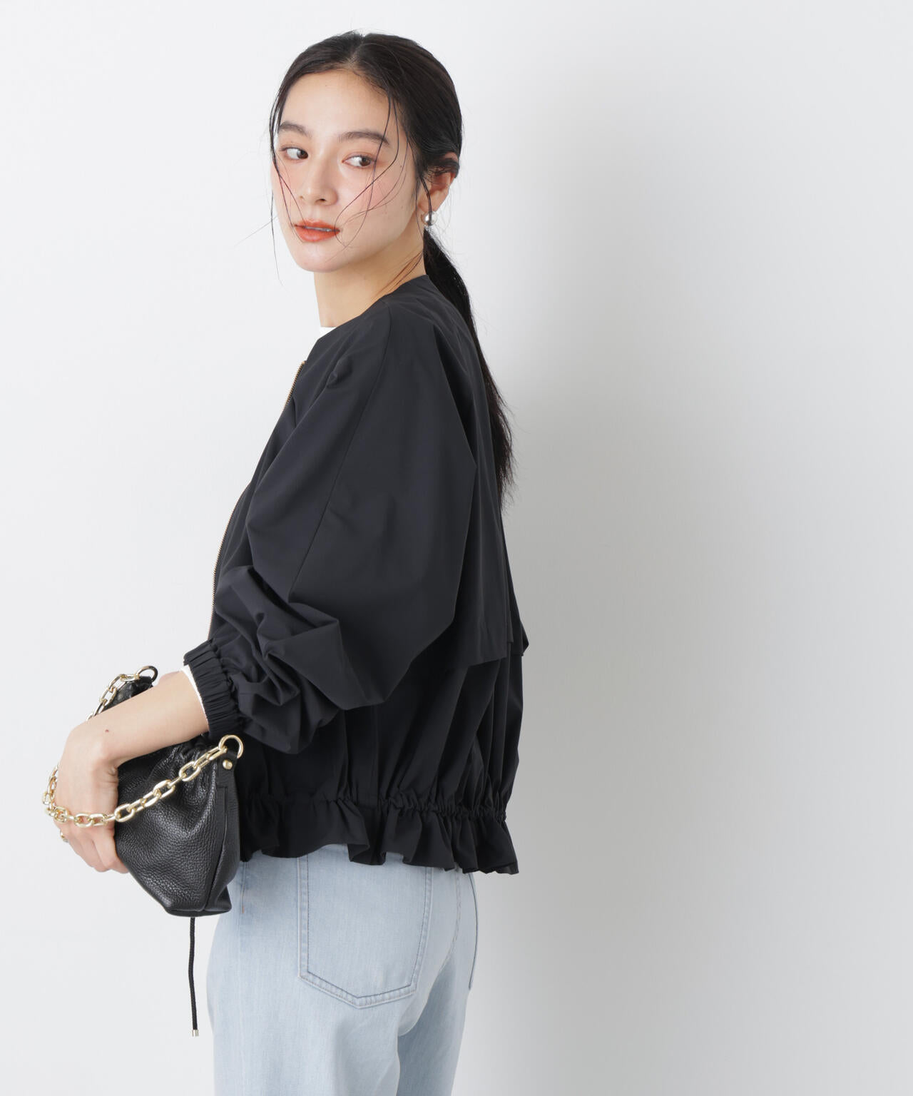 ノーカラードロストタックブルゾン 6696112303