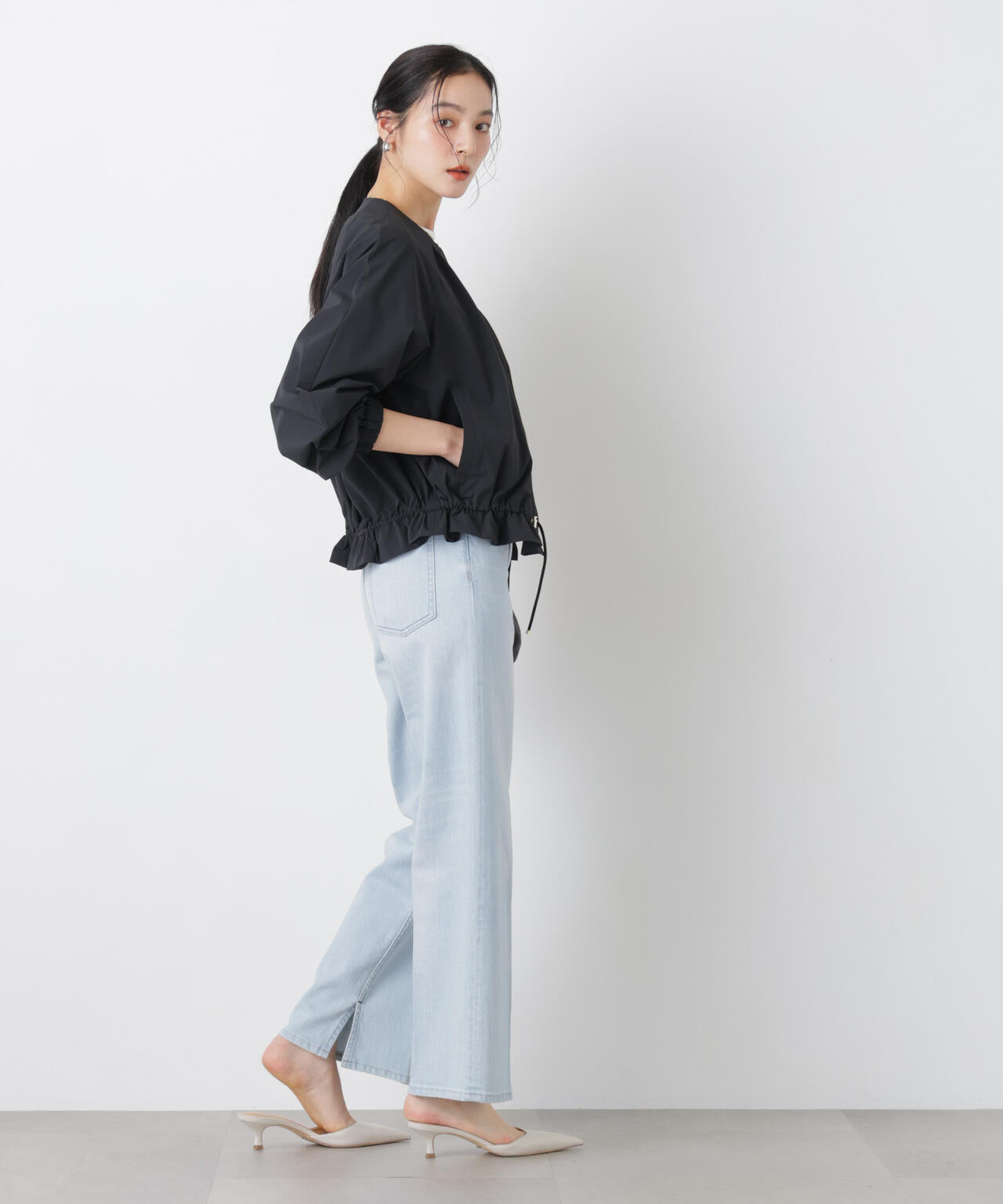 ノーカラードロストタックブルゾン 6696112303