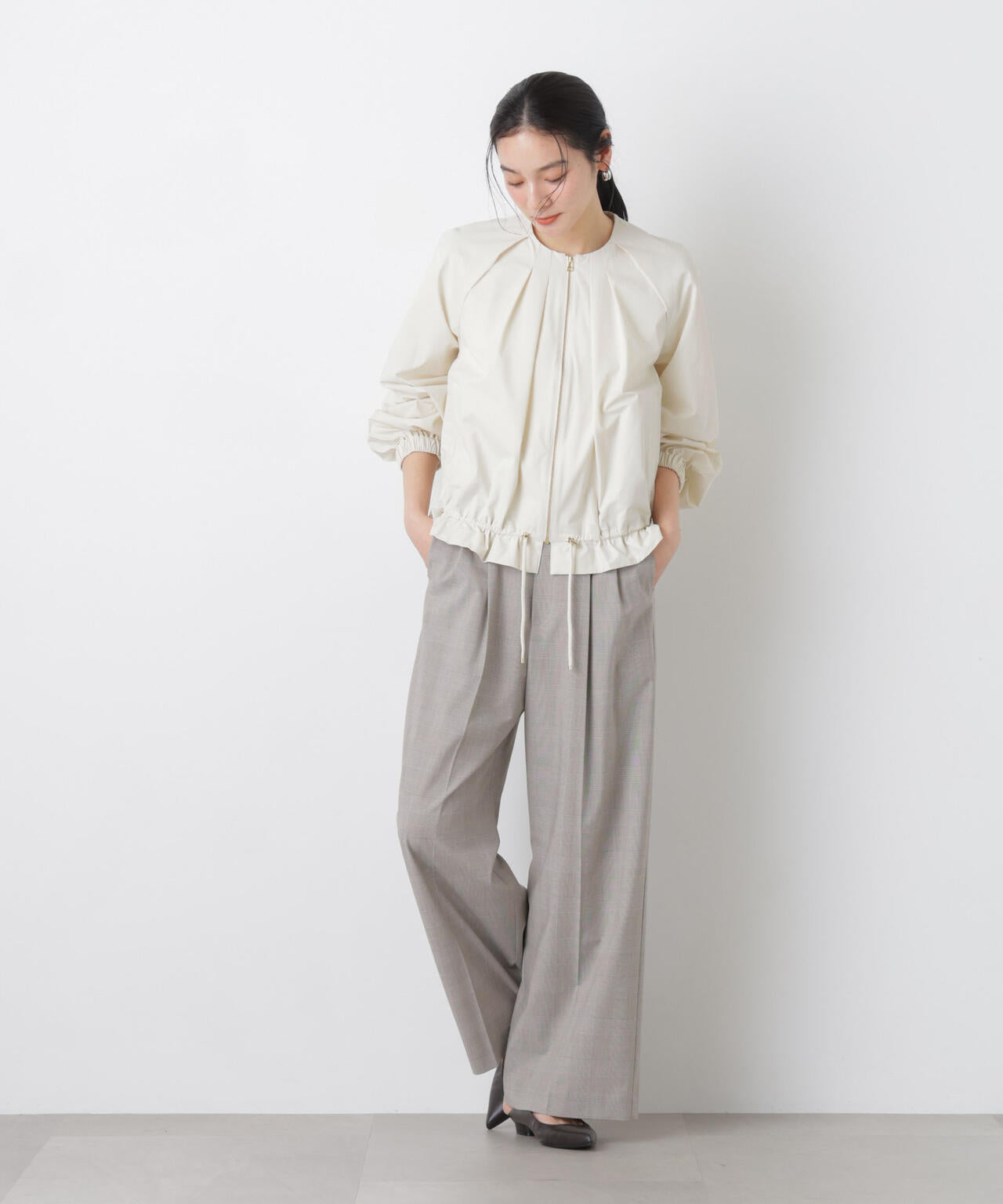 ノーカラードロストタックブルゾン 6696112303