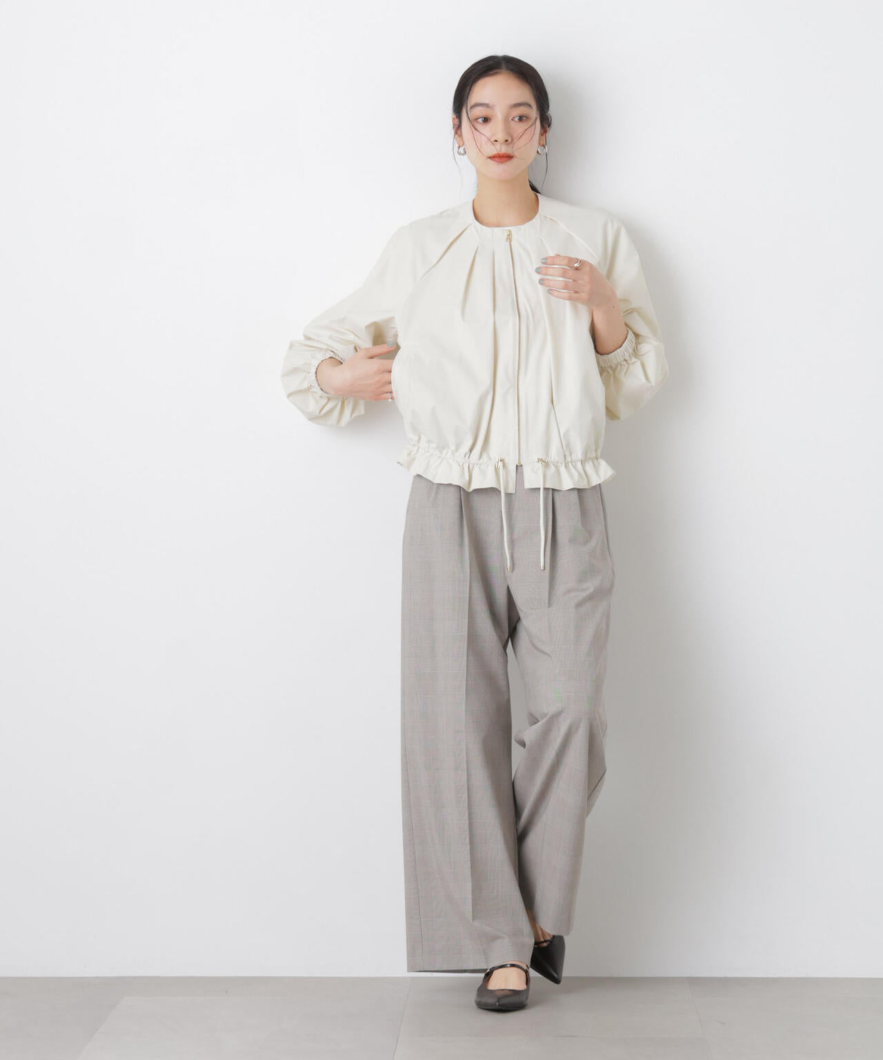 ノーカラードロストタックブルゾン 6696112303