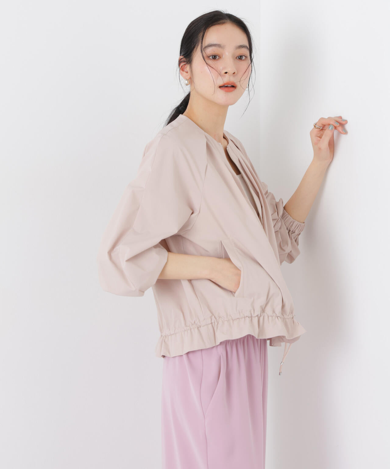 ノーカラードロストタックブルゾン 6696112303