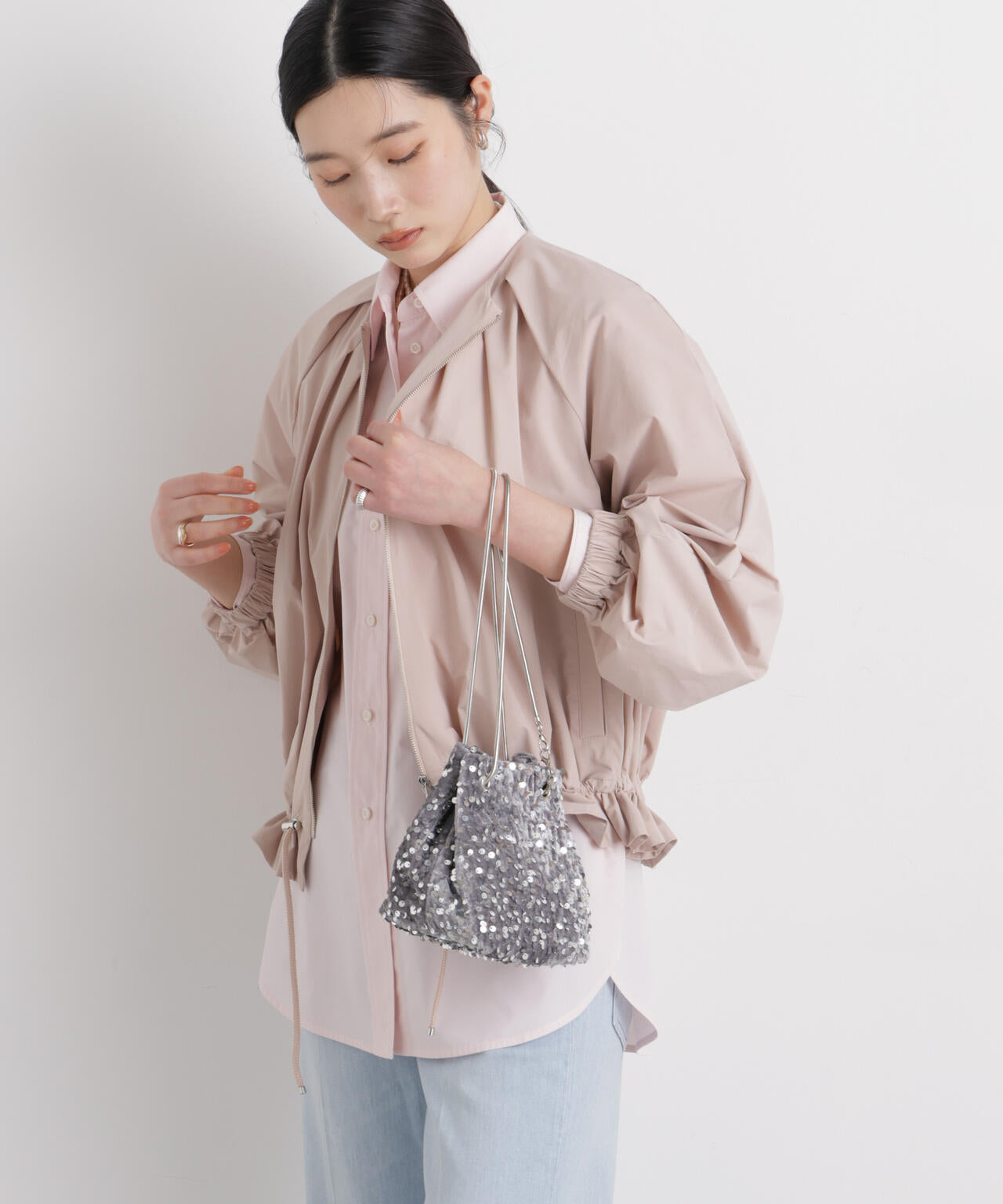 ノーカラードロストタックブルゾン 6696112303