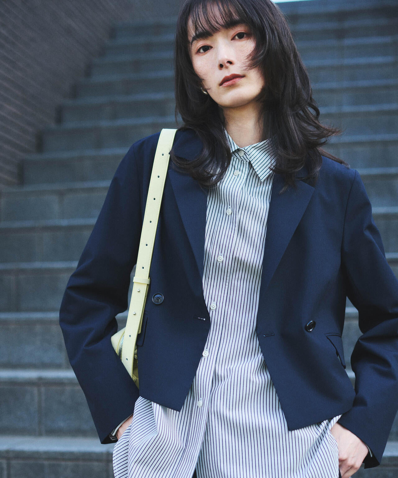 e town ジョージタウン セットアップ Eternal Line 2026】ウールジョーゼットショール衿 ワンピース|ANAYI