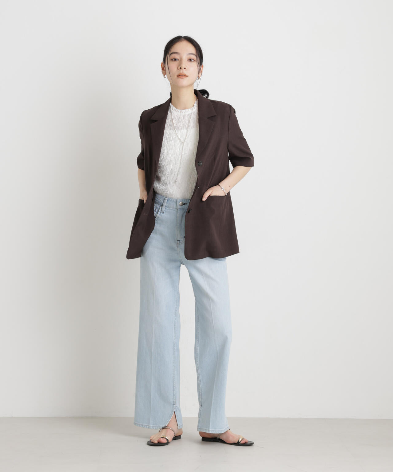 メランジドライ ハーフスリーブシングルジャケット(セットアップ可) 6696116306